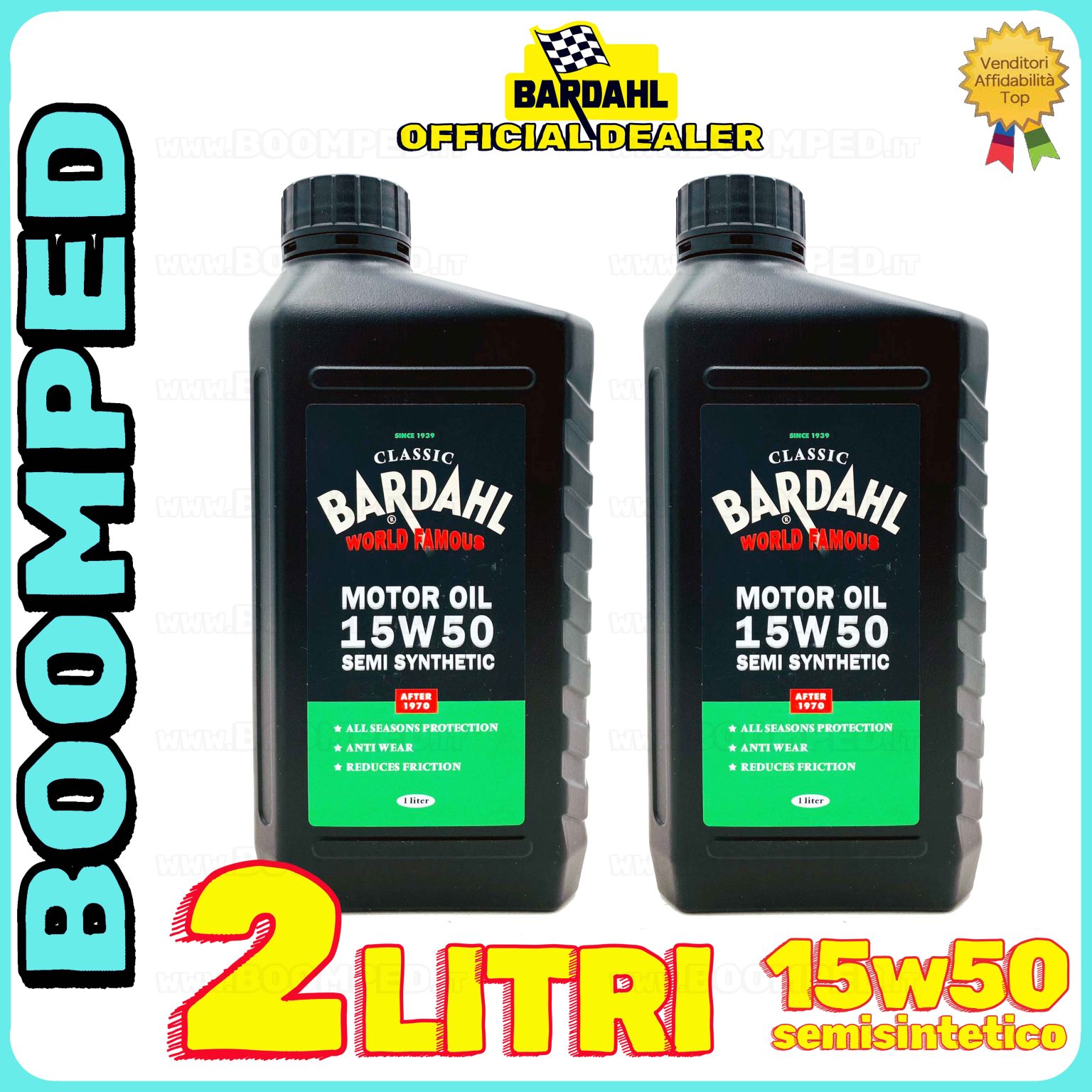 2 litri BARDAHL CLASSIC MOTOR OIL 15W-50 OLIO MOTORE auto e moto 4T semisintetico 02BD06