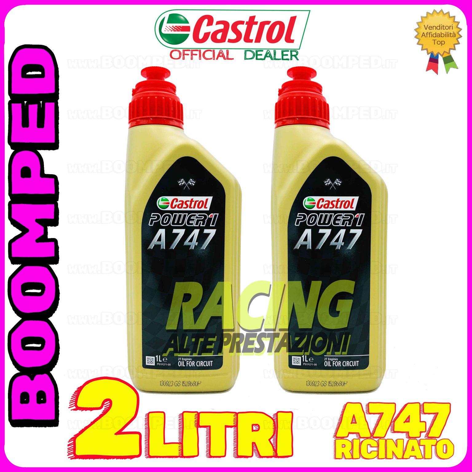 2 litri OLIO MOTORE CASTROL POWER 1 A747 RACING miscela moto competizione 100% sintetico 02CS04