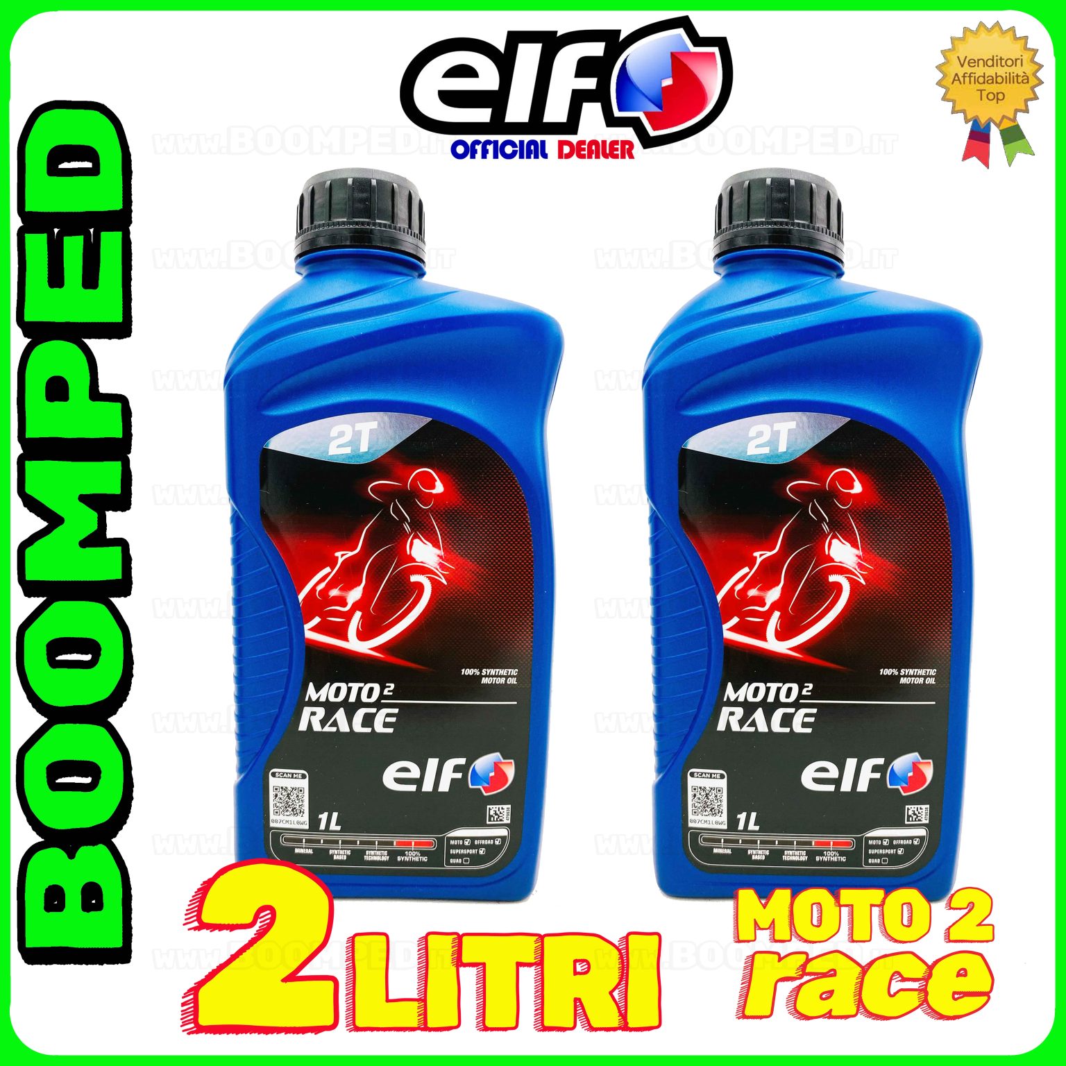 2 litri ELF MOTO 2 RACE OLIO MOTORE miscela moto scooter 2T 100% sintetico 02ET08