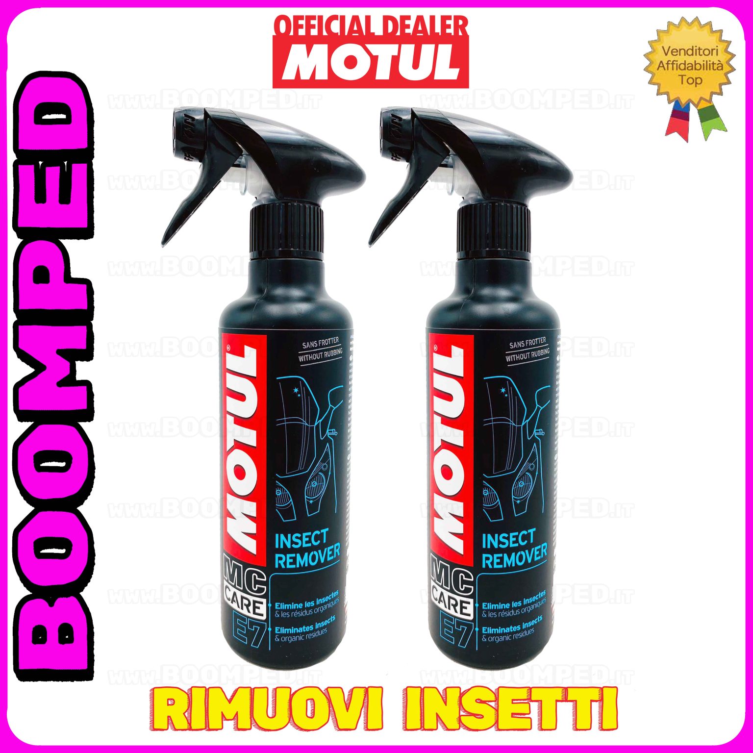2 flaconi 400ml MOTUL E7 INSECT REMOVER spray rimuovi insetti escrementi 02MO12