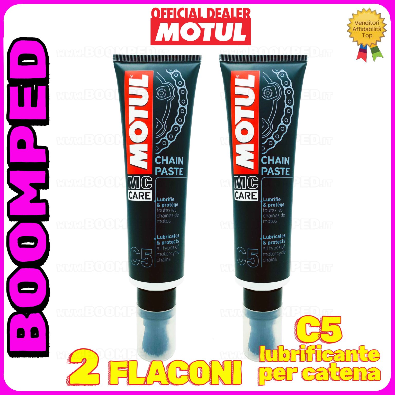 2 flaconi 150ml MOTUL C5 CHAIN PASTE lubrificante grasso per catena con pennello 02MO20