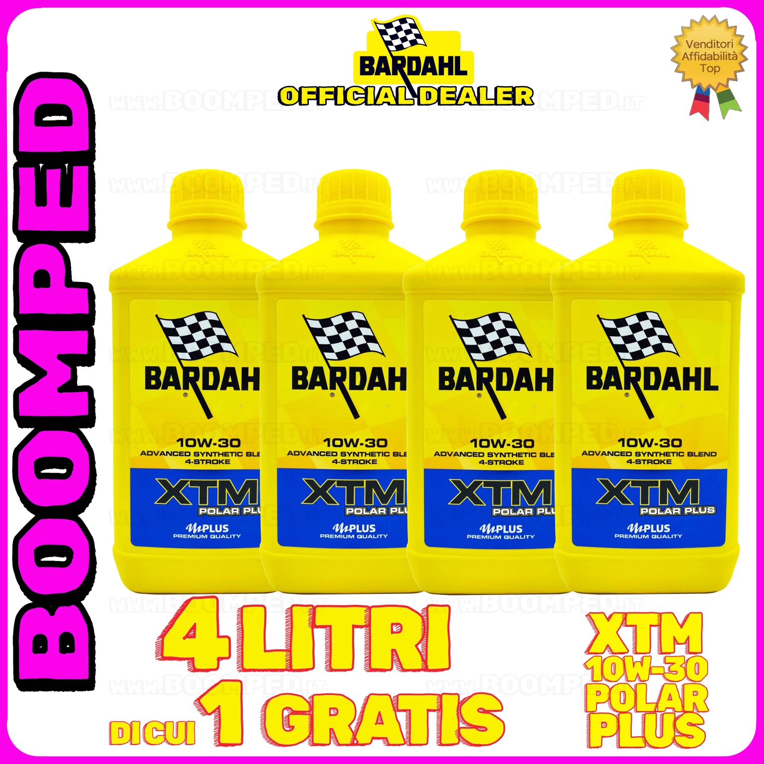 4 litri BARDAHL XTM POLAR PLUS 10W-30 OLIO MOTORE moto scooter 4T 100% sintetico 04BD07