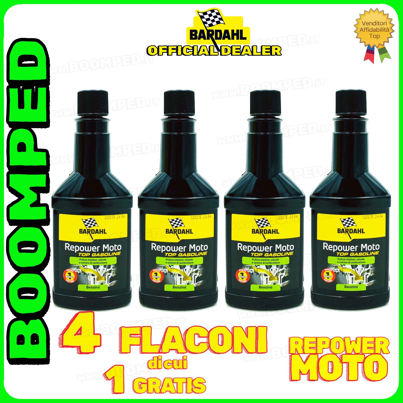 4 flaconi 150ml BARDAHL REPOWER MOTO ADDITIVO pulizia camera combustione moto 2T 4T 04BD09