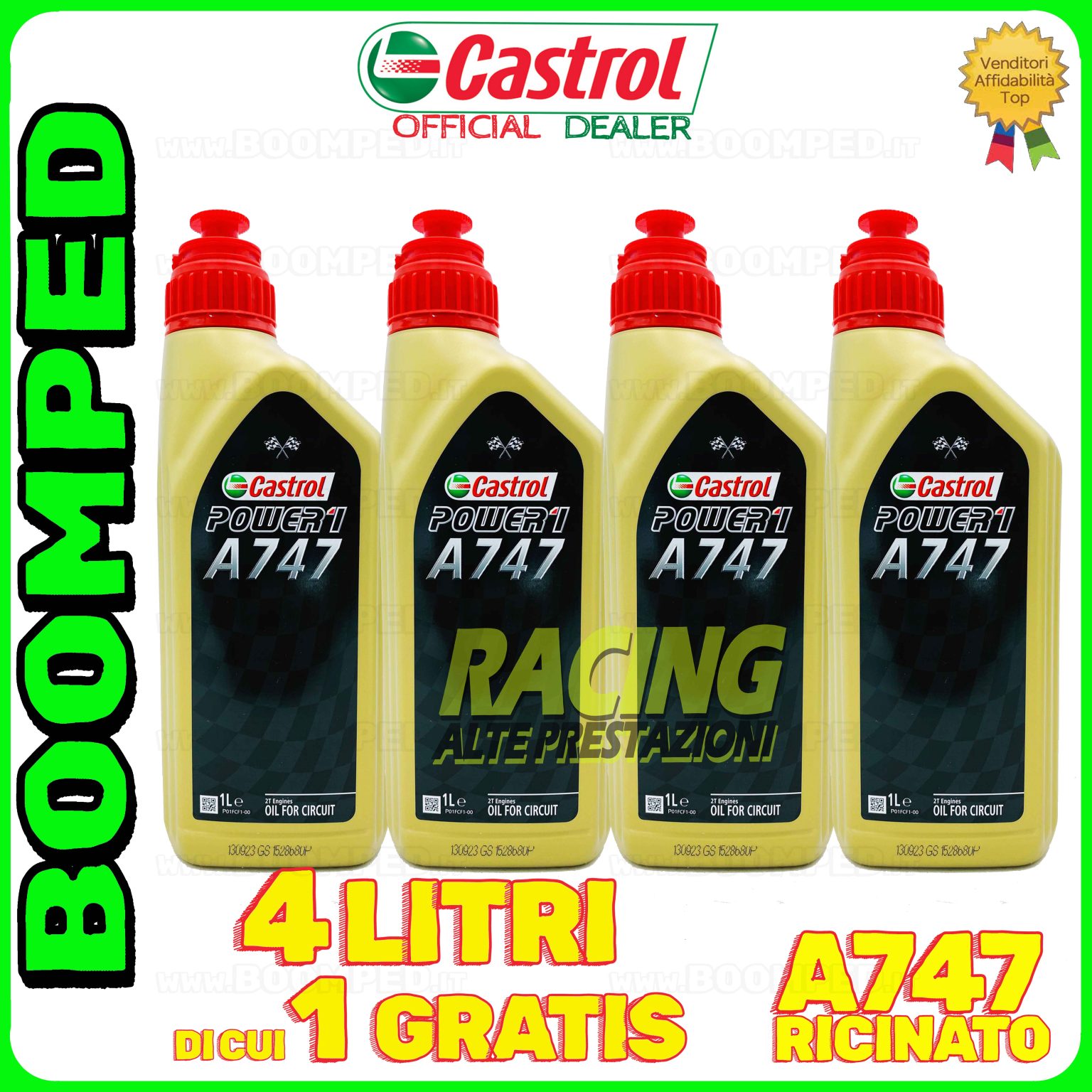 4 litri OLIO MOTORE CASTROL POWER 1 A747 RACING miscela moto competizione 100% sintetico 04CS04