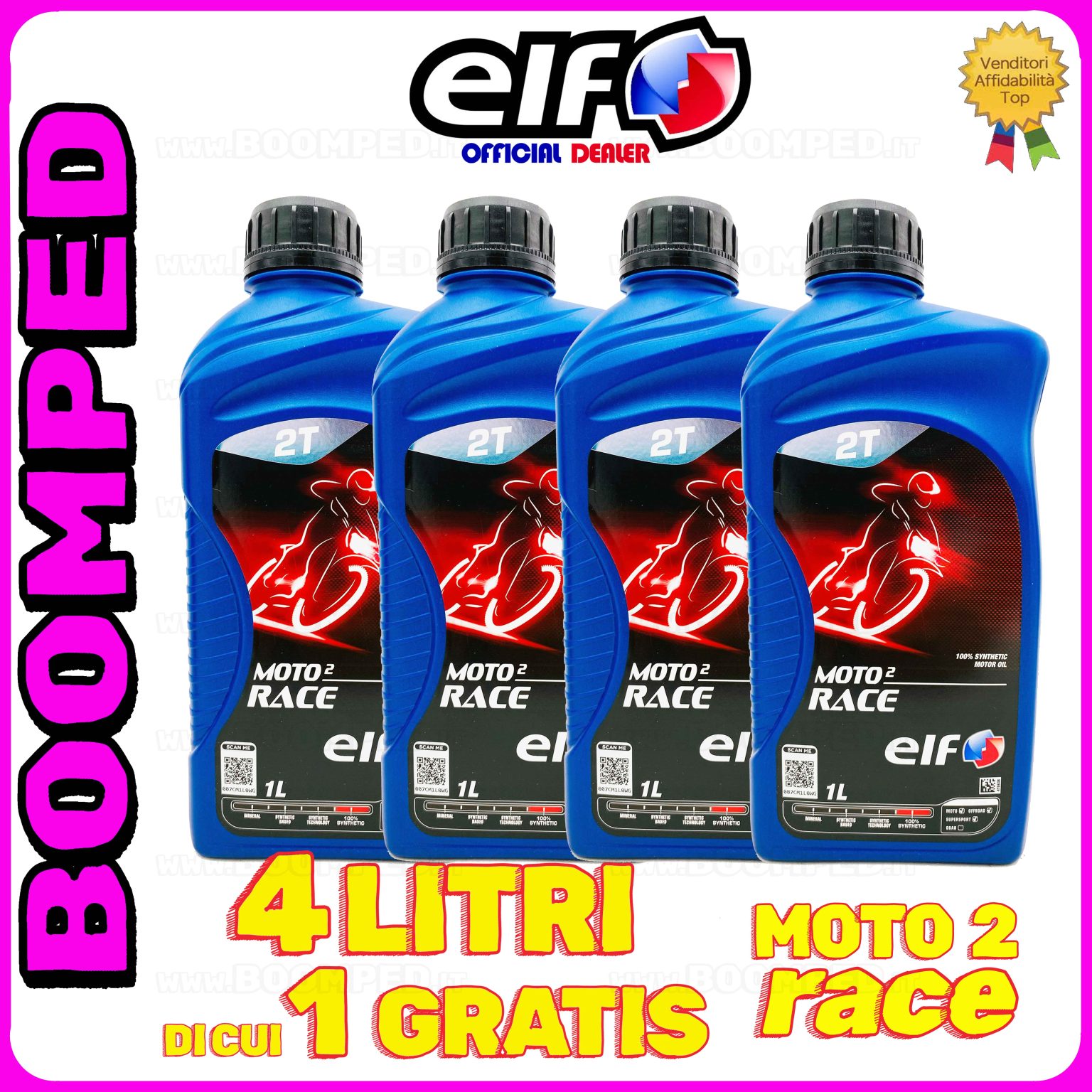 4 litri ELF MOTO 2 RACE OLIO MOTORE miscela moto scooter 2T 100% sintetico 04ET08