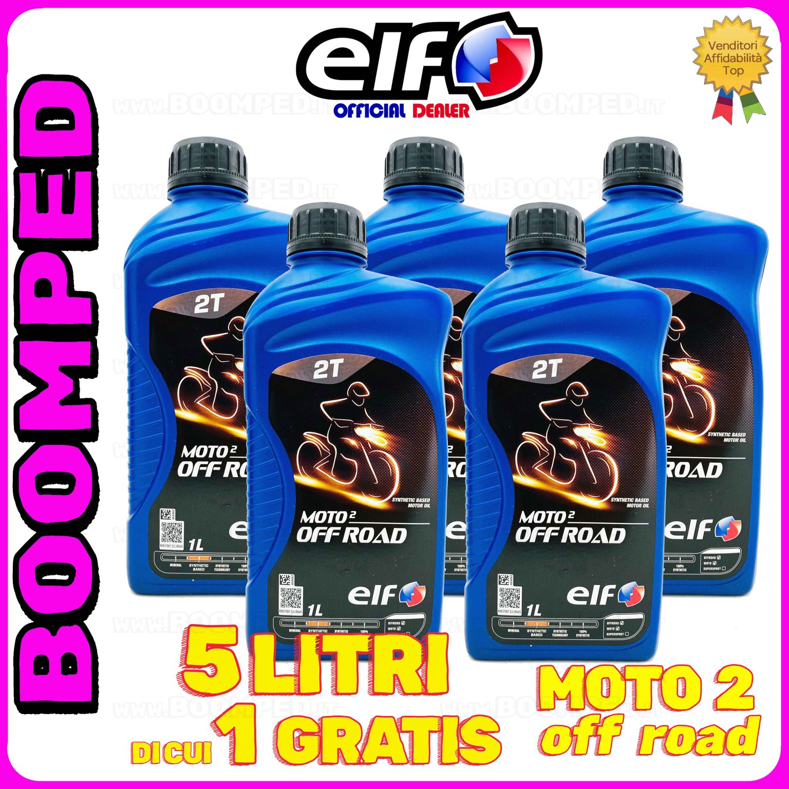 5 litri ELF MOTO 2 OFF ROAD OLIO MOTORE miscela moto scooter 2T semi sintetico 05ET07