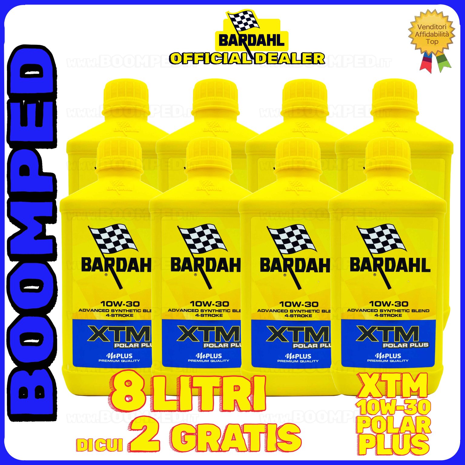 8 litri BARDAHL XTM POLAR PLUS 10W-30 OLIO MOTORE moto scooter 4T 100% sintetico 08BD07
