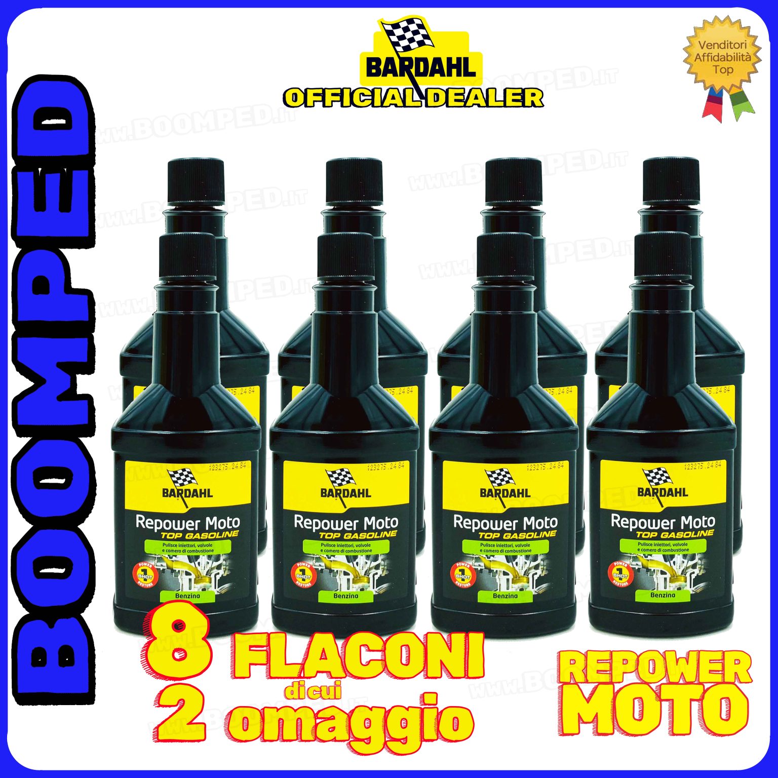 8 flaconi 150ml BARDAHL REPOWER MOTO ADDITIVO pulizia camera combustione moto 2T 4T 08BD09