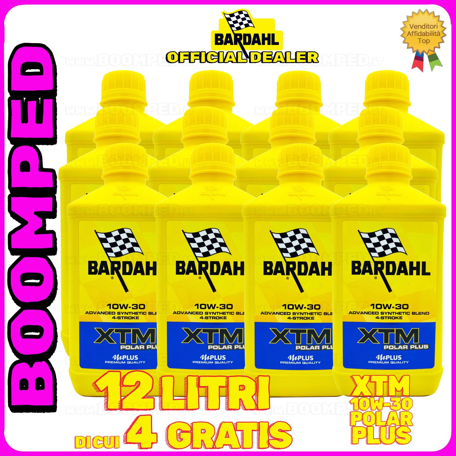 12 litri BARDAHL XTM POLAR PLUS 10W-30 OLIO MOTORE moto scooter 4T 100% sintetico 12BD07