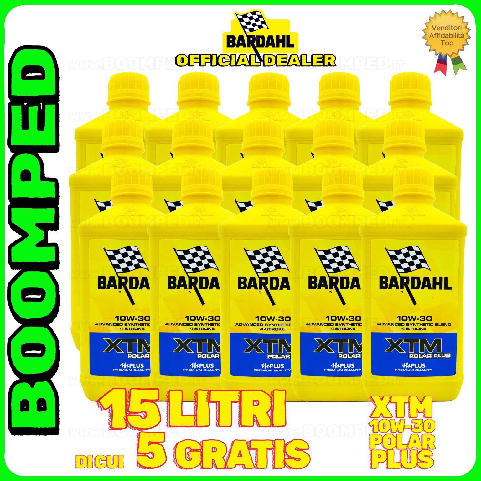 15 litri BARDAHL XTM POLAR PLUS 10W-30 OLIO MOTORE moto scooter 4T 100% sintetico 15BD07
