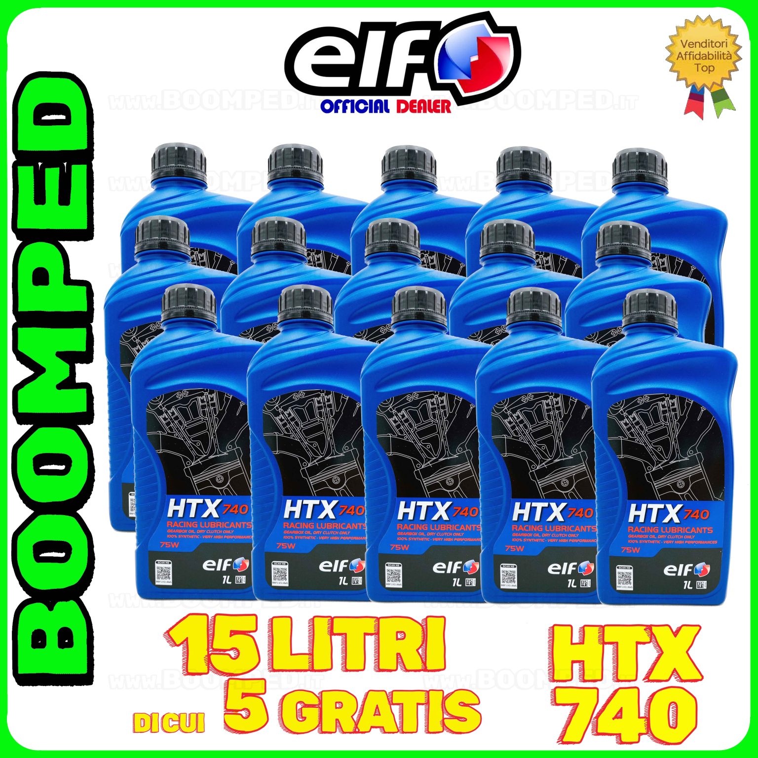 15 litri ELF HTX 740 75W OLIO TRASMISSIONE RACING 2T frizione a bagno d'olio MOTO KART 15ET09