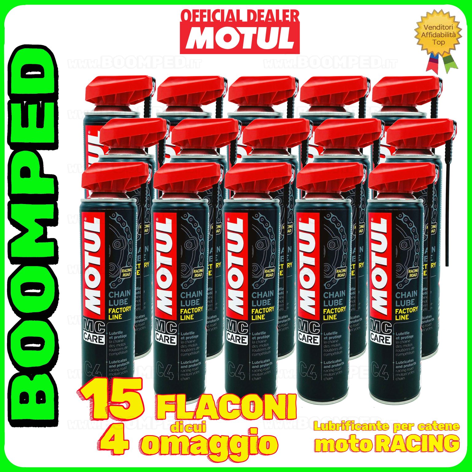 15 flaconi 400ml MOTUL C4 CHAIN LUBE FACTORY LINE spray lubrificante catena racing 15MO19