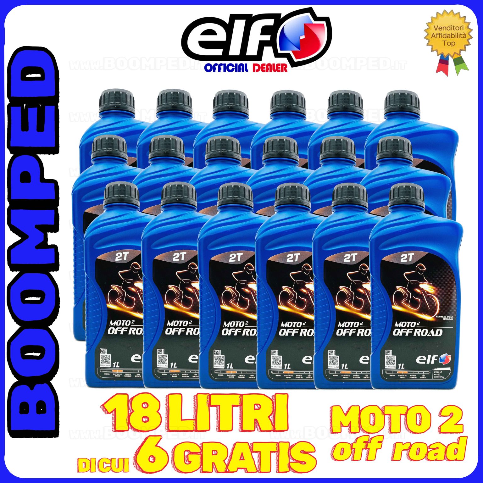 18 litri ELF MOTO 2 OFF ROAD OLIO MOTORE miscela moto scooter 2T semi sintetico 18ET07