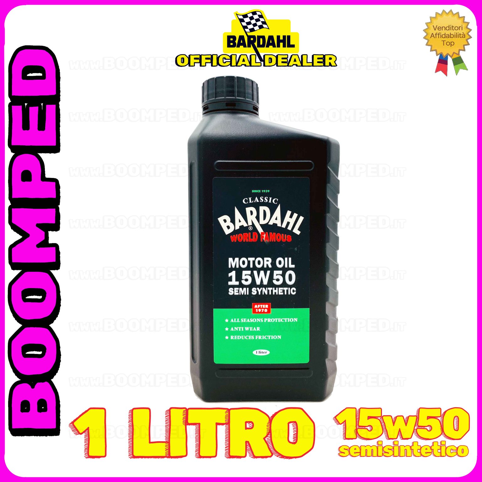 1 litro BARDAHL CLASSIC MOTOR OIL 15W-50 OLIO MOTORE auto e moto 4T semisintetico BD06