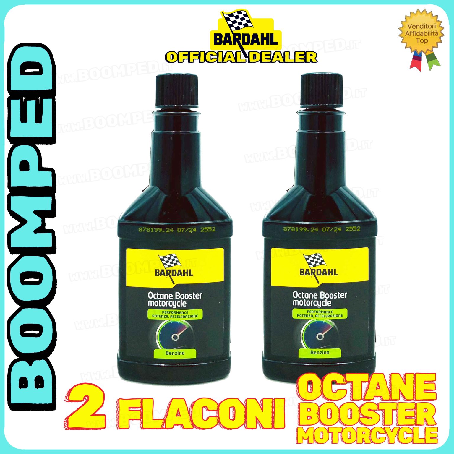 2 flaconi 150ml BARDAHL OCTANE BOOSTER MOTORCYCLE ADDITIVO elevatore ottani benzina moto 2T 4T 02BD10