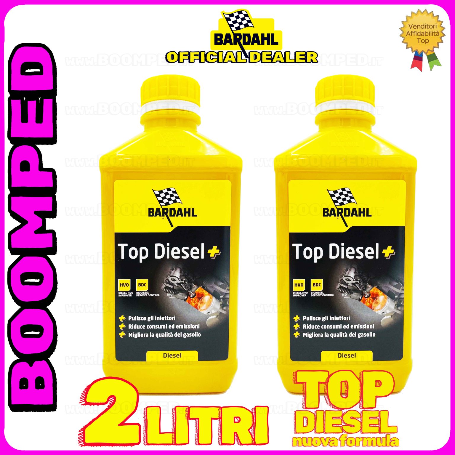 2 litri BARDAHL TOP DIESEL + ADDITIVO pulitore iniettori riduce consumi motori diesel auto 02BD18