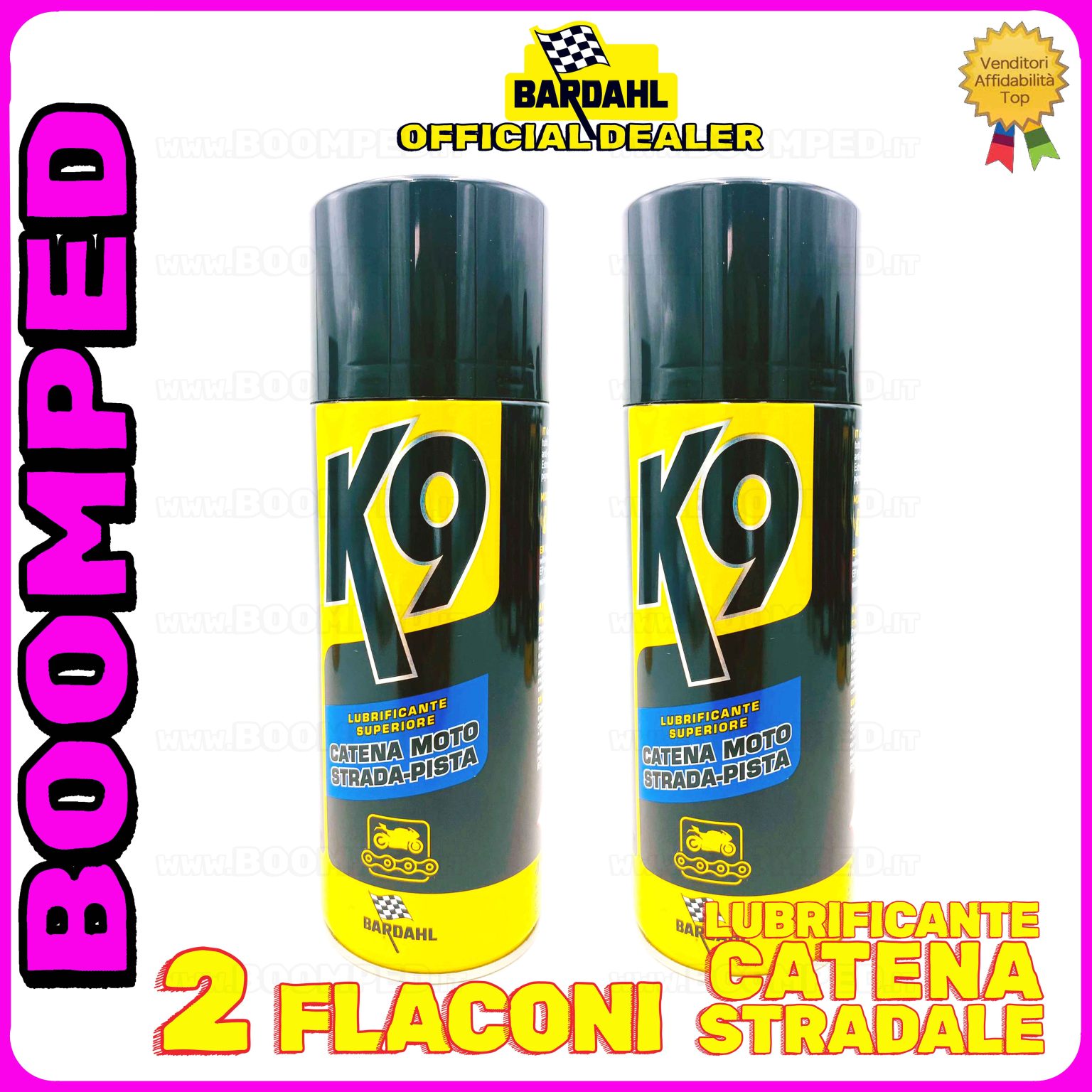 2 flaconi 400ml BARDAHL K9 LUBRIFICANTE SUPERIORE CATENA MOTO STRADALE spray per catena pista 02BD25