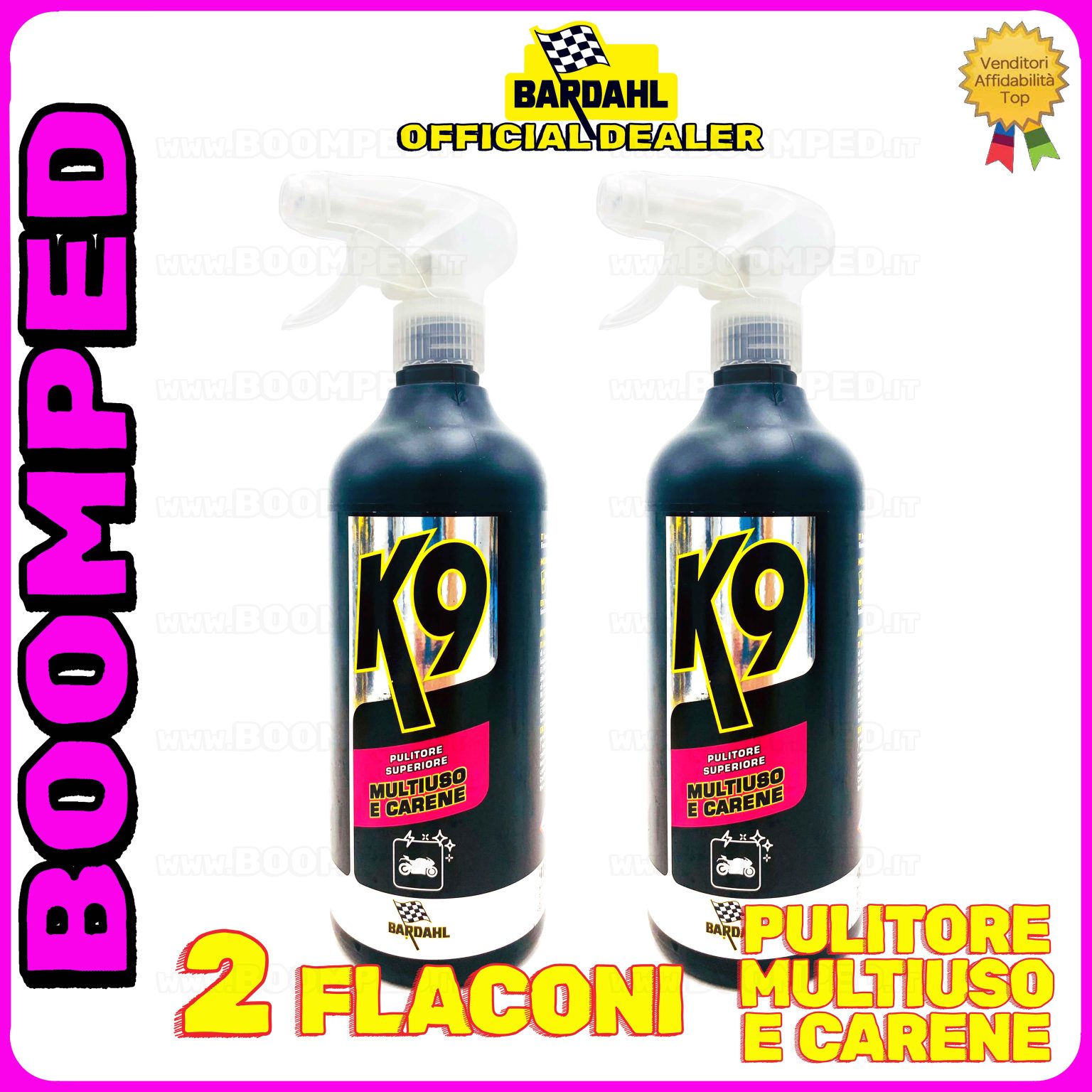 2 flaconi 750ml BARDAHL K9 PULITORE SUPERIORE MULTIUSO E CARENE spray pulizia carene 02BD26