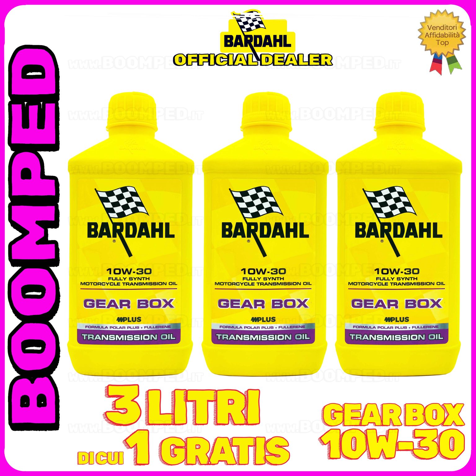 3 litro BARDAHL GEAR BOX 10W-30 OLIO TRASMISSIONE moto 2T 4T frizione bagno olio 100% sintetico 03BD13