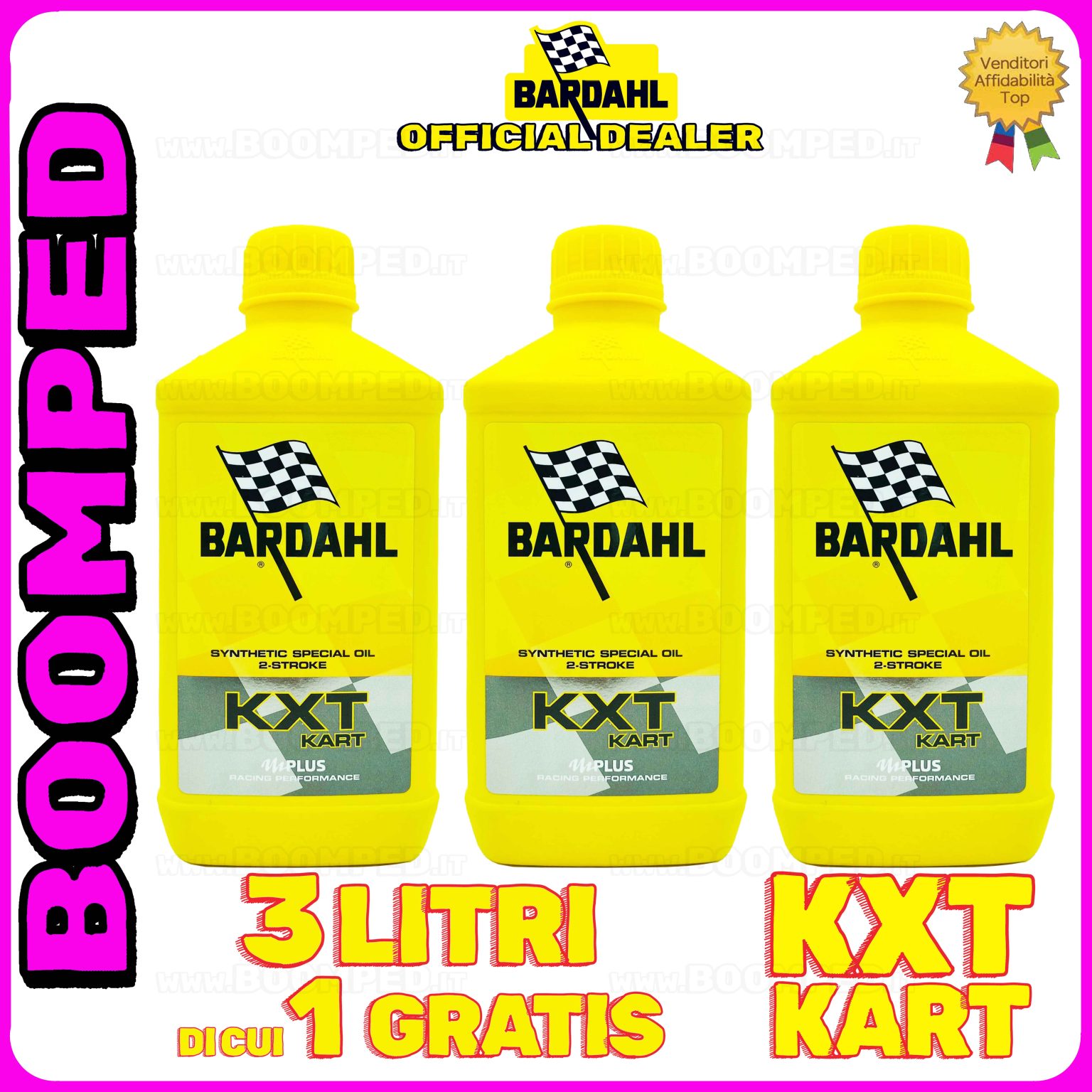 3 litri BARDAHL KXT KART 2T OLIO MOTORE SPECIALE per miscela go kart 2T 100% sintetico 03BD14