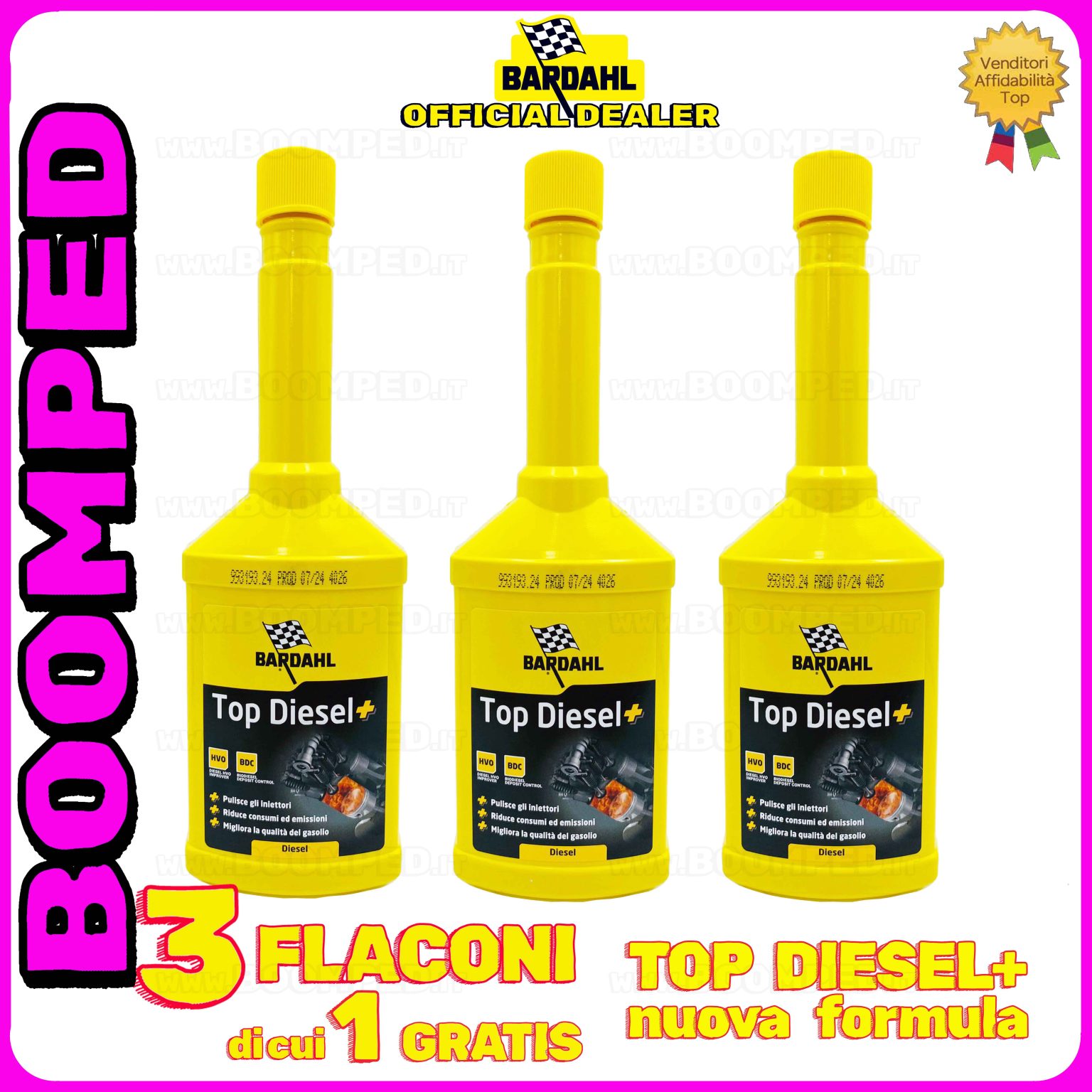 3 flaconi 250ml BARDAHL TOP DIESEL + ADDITIVO pulitore iniettori riduce consumi motori diesel auto 03BD19
