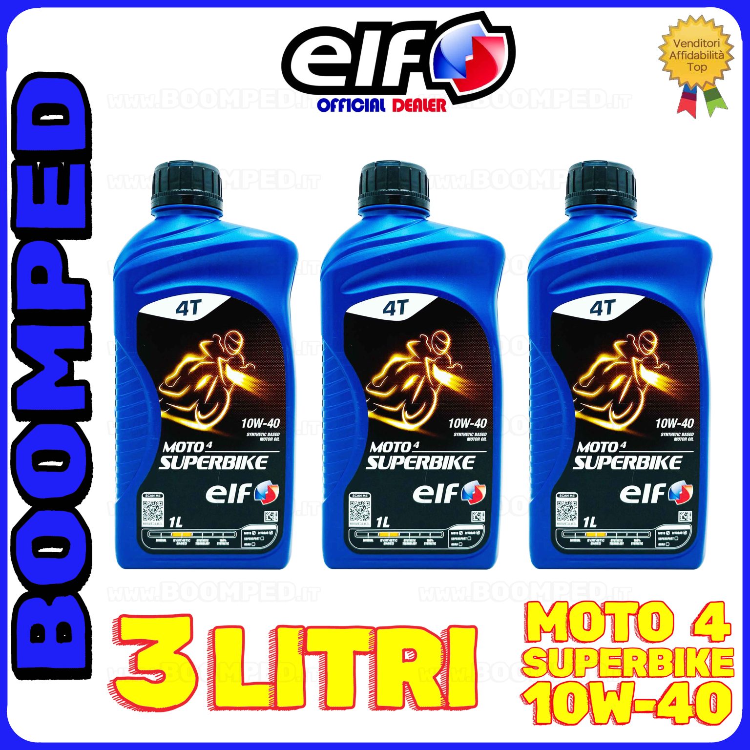 3 litri ELF MOTO 4 SUPERBIKE 10W40 olio moto scooter 4T semi sintetico 03ET01