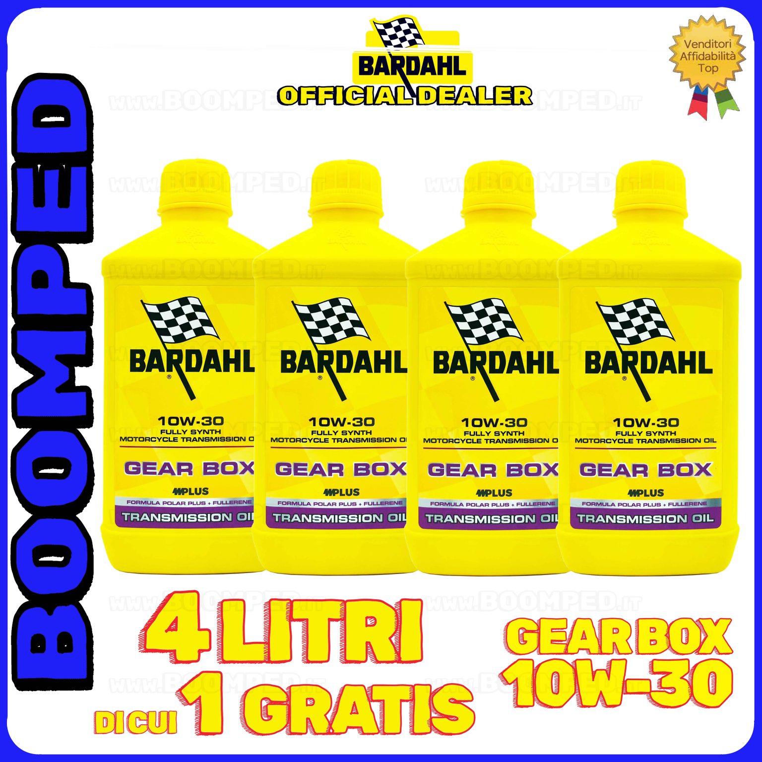 4 litro BARDAHL GEAR BOX 10W-30 OLIO TRASMISSIONE moto 2T 4T frizione bagno olio 100% sintetico 04BD13