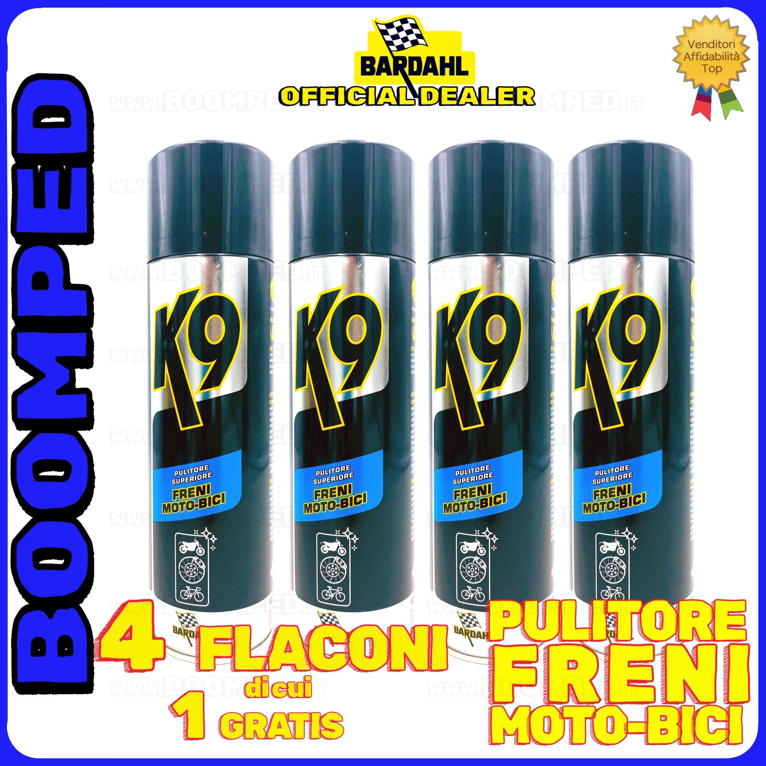 4 flaconi 550ml BARDAHL K9 PULITORE SUPERIORE FRENI MOTO BICI pulisce dischi freno e frizione 04BD20