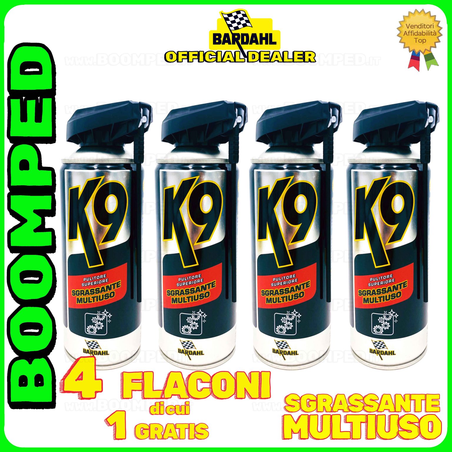 4 flaconi 400ml BARDAHL K9 PULITORE SUPERIORE SGRASSANTE MULTIUSO rimuove grasso sporco olio 04BD22
