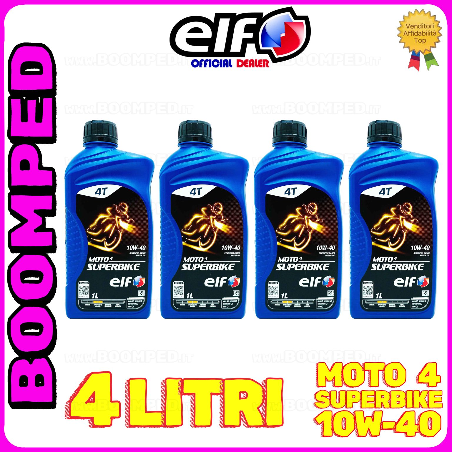 4 litri ELF MOTO 4 SUPERBIKE 10W40 olio moto scooter 4T semi sintetico 04ET01