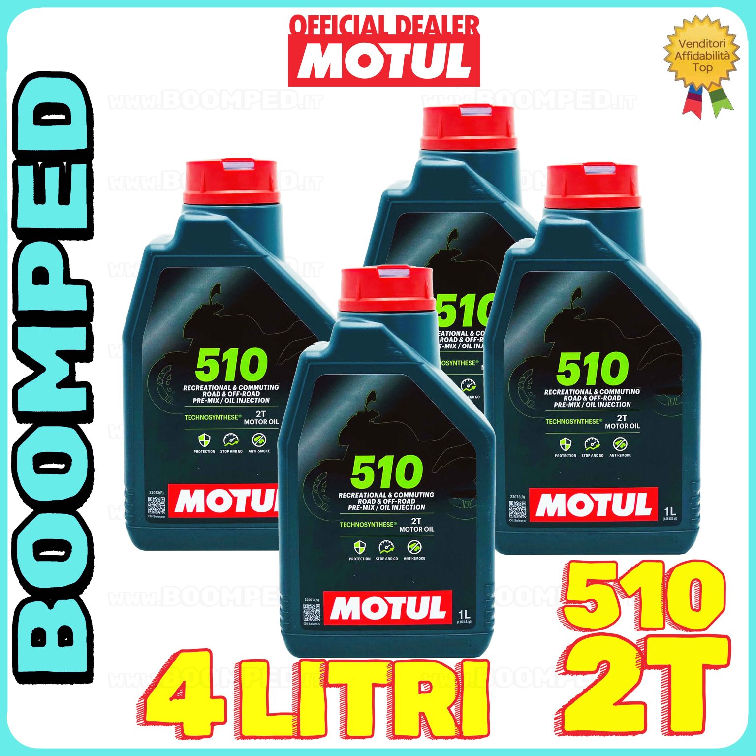 4 litri MOTUL 510 2T OLIO MOTORE miscela moto scooter 2T PRE-MIX semisintetico 04MO10