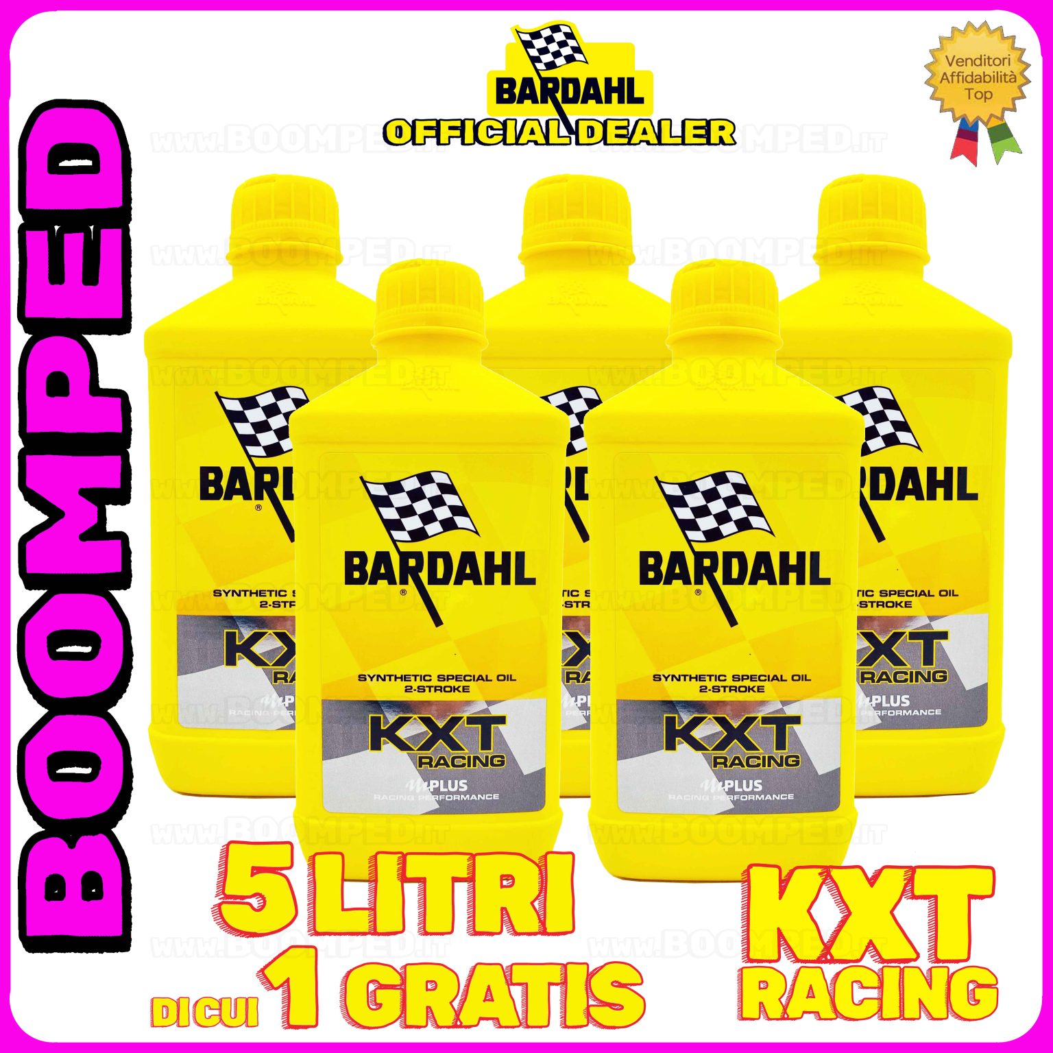 5 litri BARDAHL KXT RACING 2T OLIO MOTORE SPECIALE per miscela moto uso pista 2T 100% sintetico 05BD15
