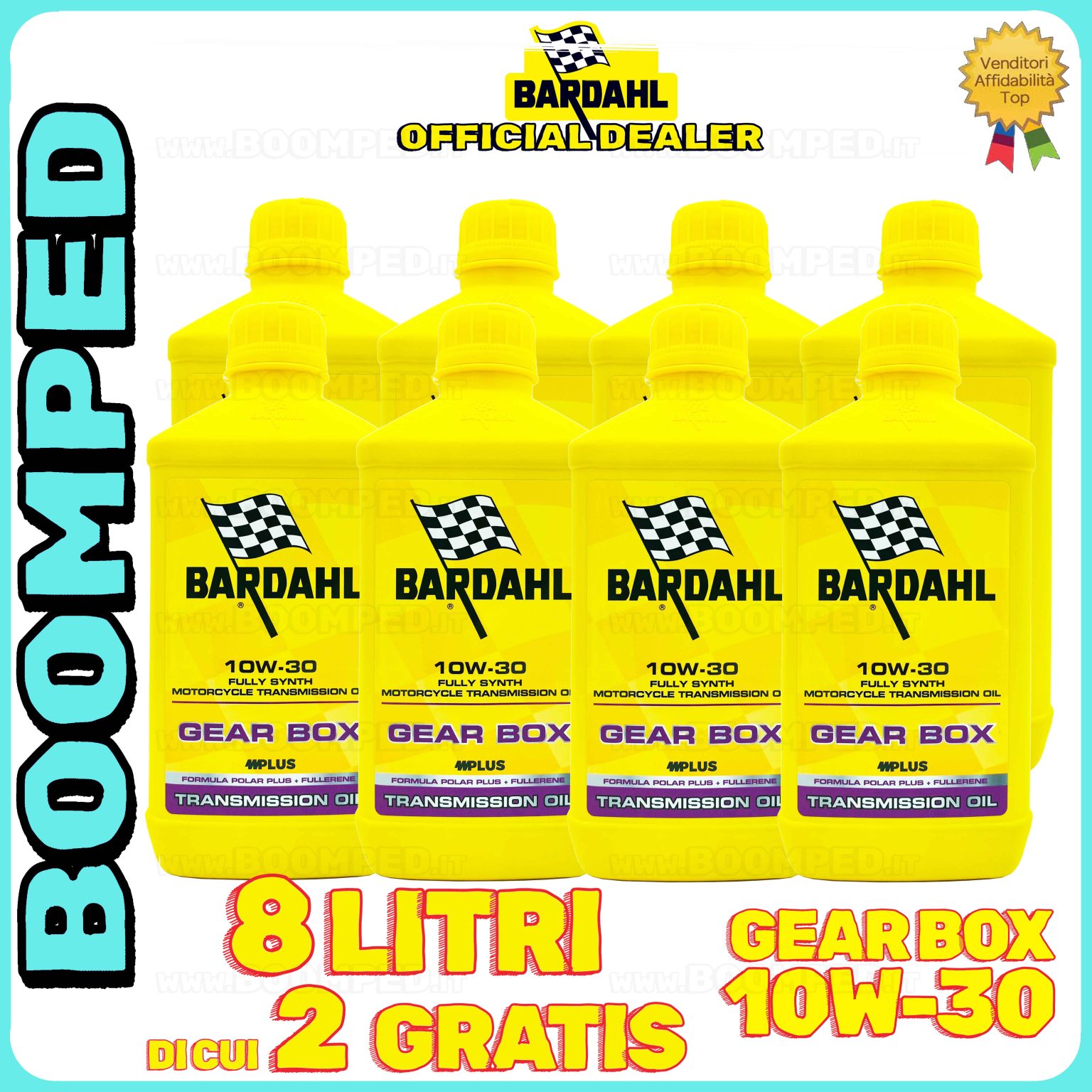 8 litro BARDAHL GEAR BOX 10W-30 OLIO TRASMISSIONE moto 2T 4T frizione bagno olio 100% sintetico 08BD13