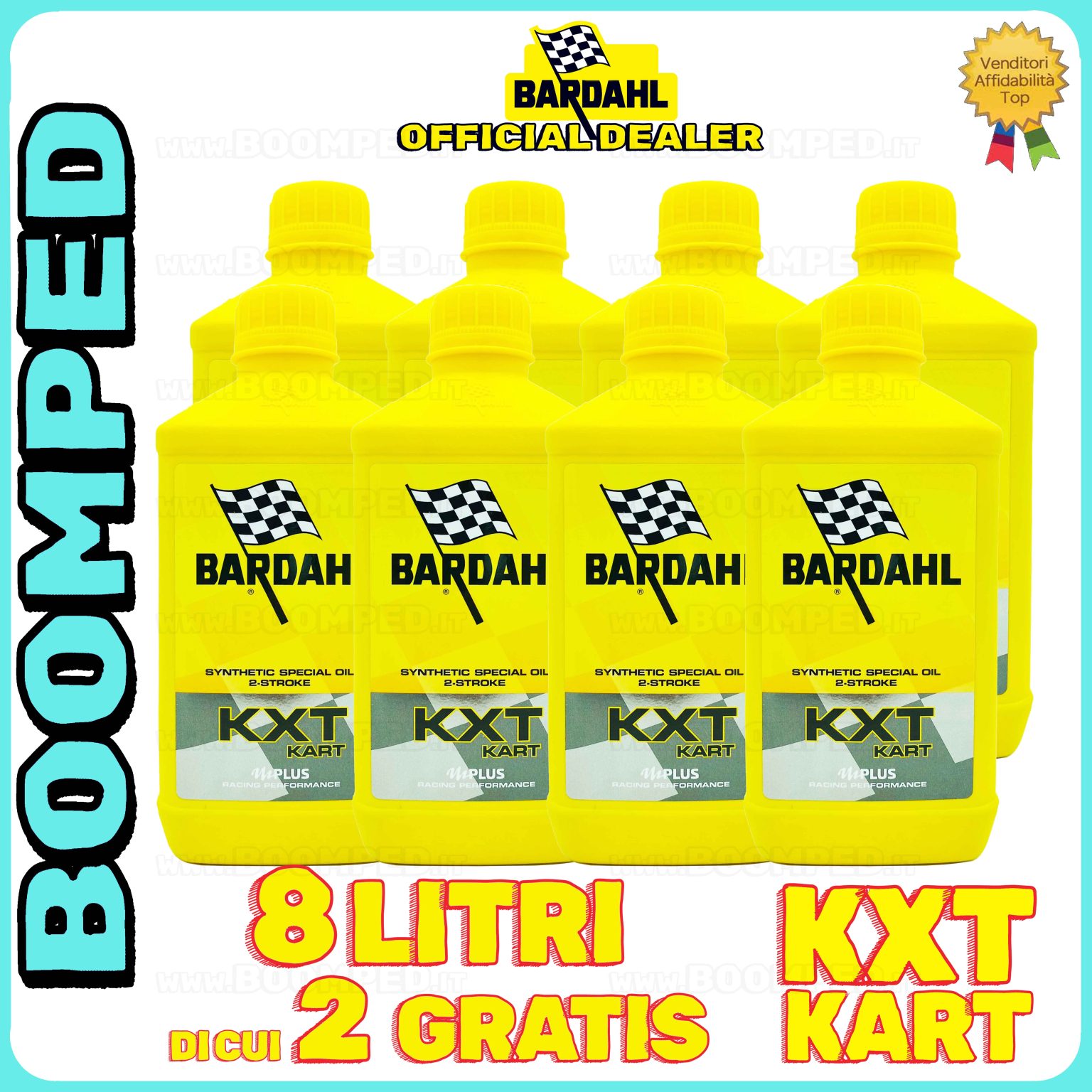 8 litri BARDAHL KXT KART 2T OLIO MOTORE SPECIALE per miscela go kart 2T 100% sintetico 08BD14
