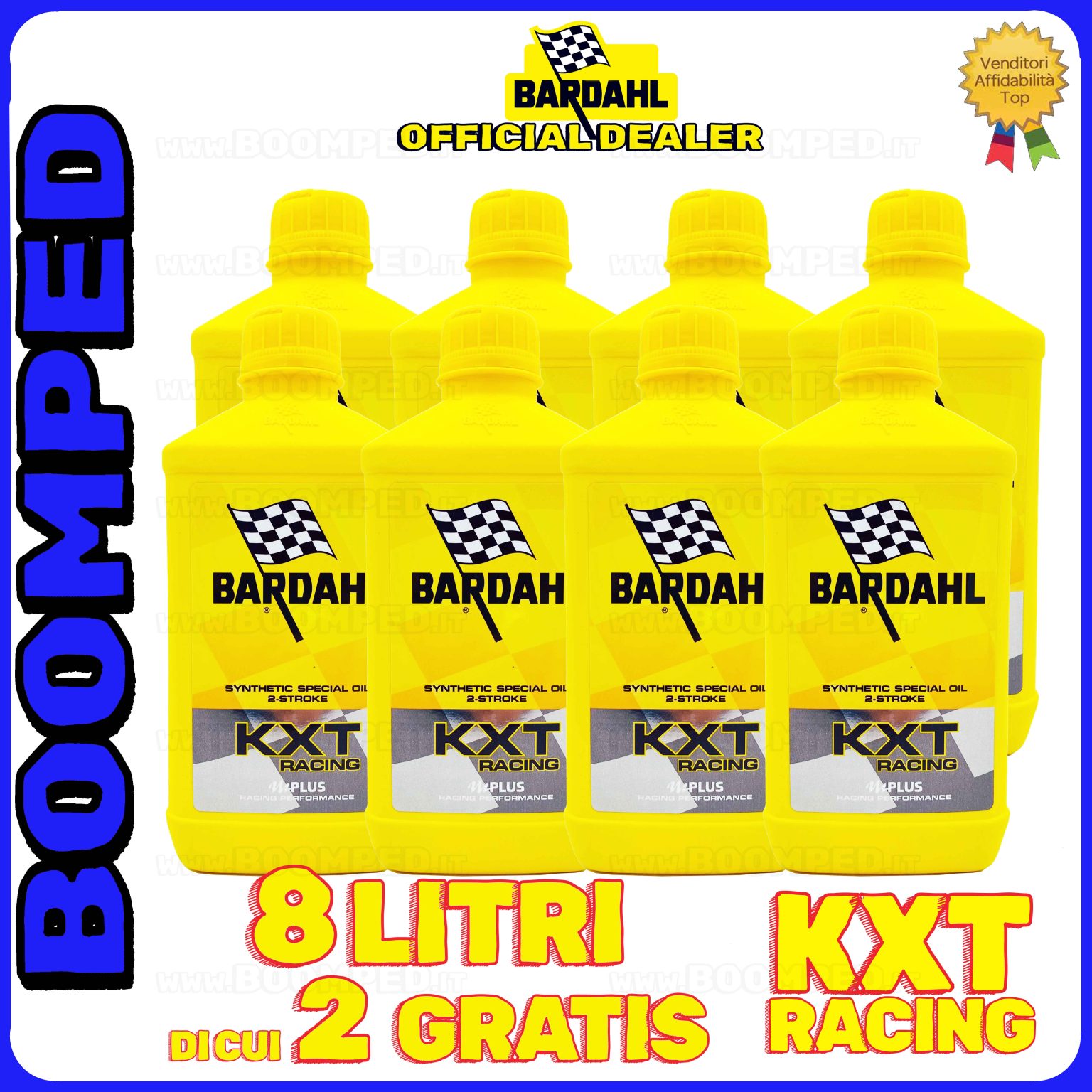 8 litri BARDAHL KXT RACING 2T OLIO MOTORE SPECIALE per miscela moto uso pista 2T 100% sintetico 08BD15