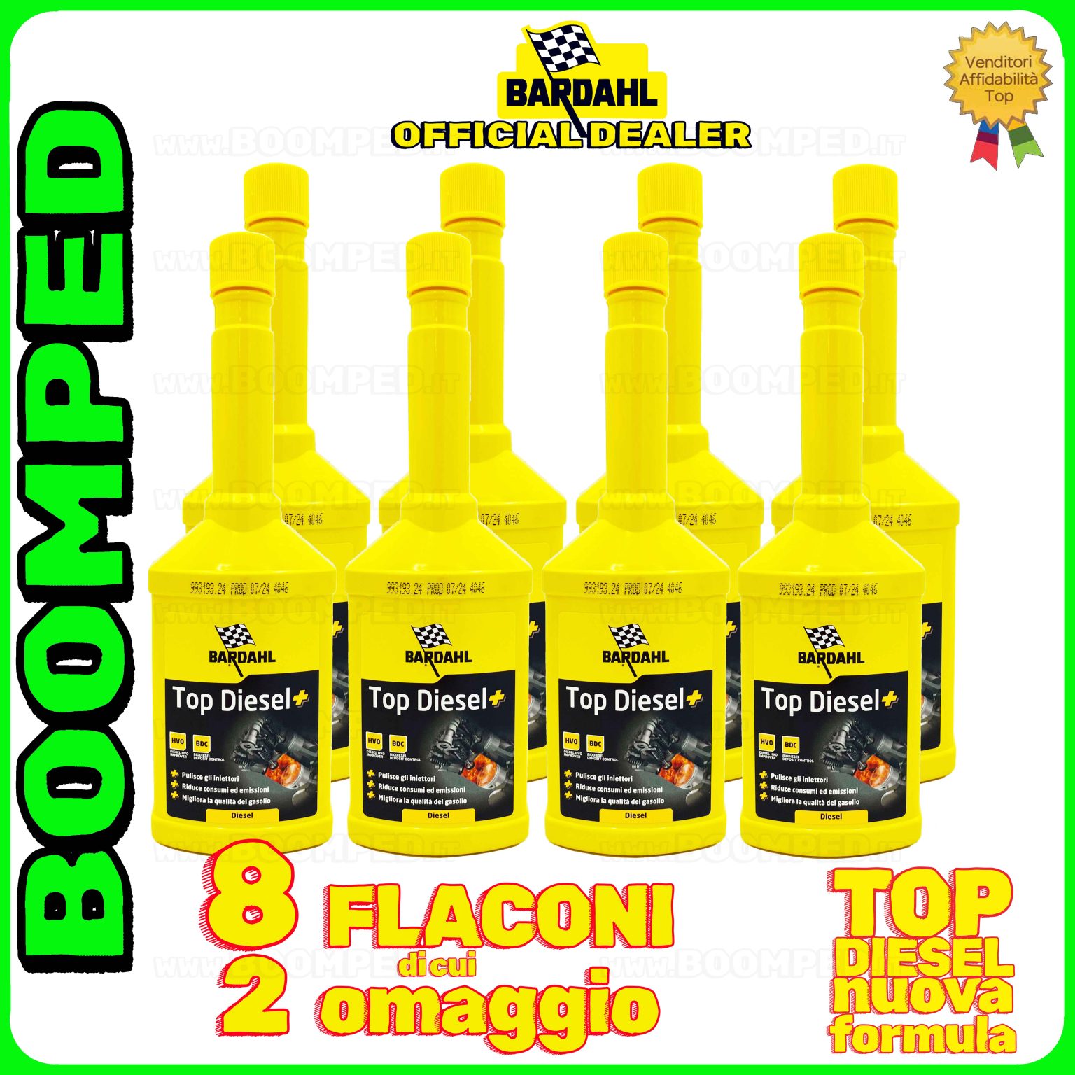8 flaconi 250ml BARDAHL TOP DIESEL + ADDITIVO pulitore iniettori riduce consumi motori diesel auto 08BD19