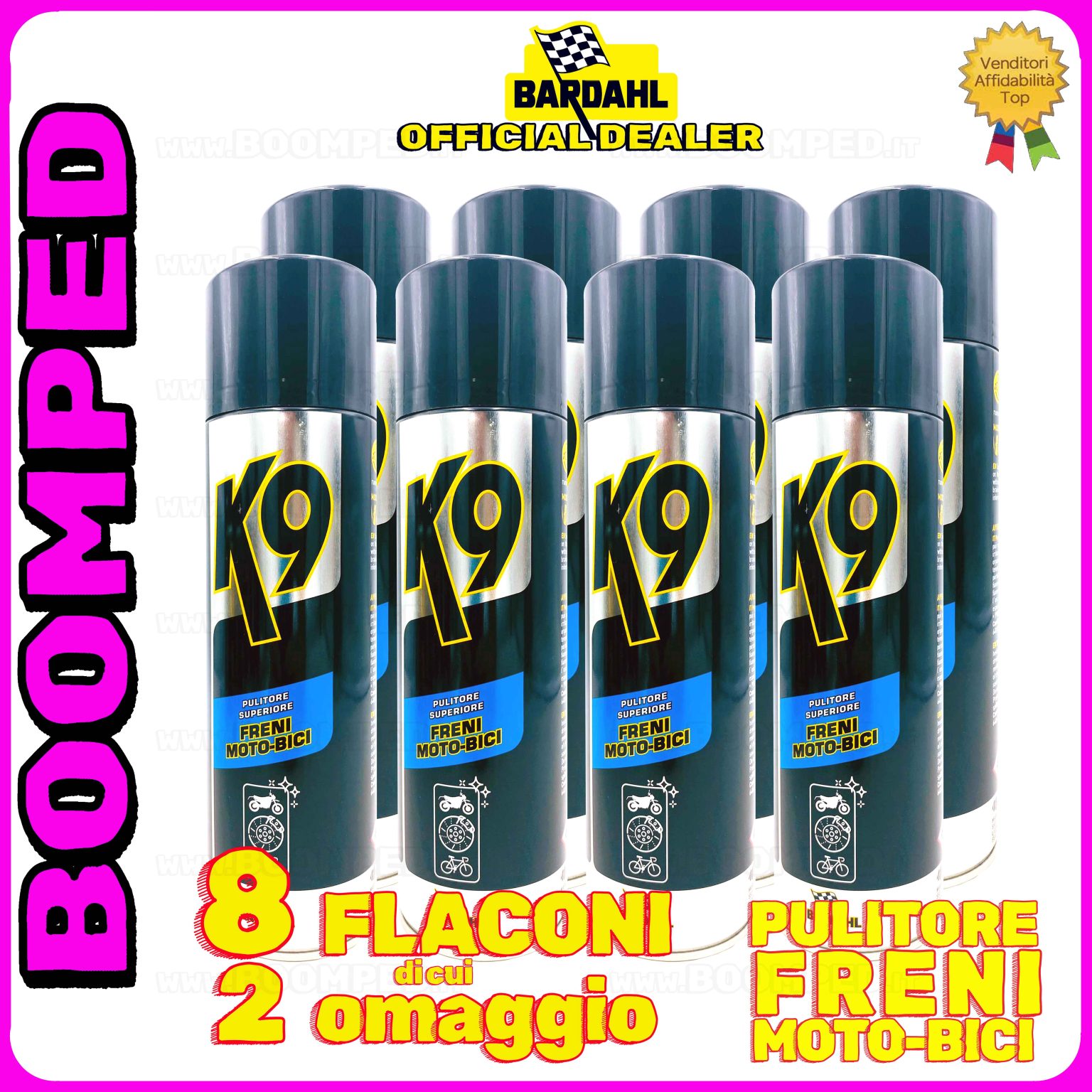 8 flaconi 550ml BARDAHL K9 PULITORE SUPERIORE FRENI MOTO BICI pulisce dischi freno e frizione 08BD20