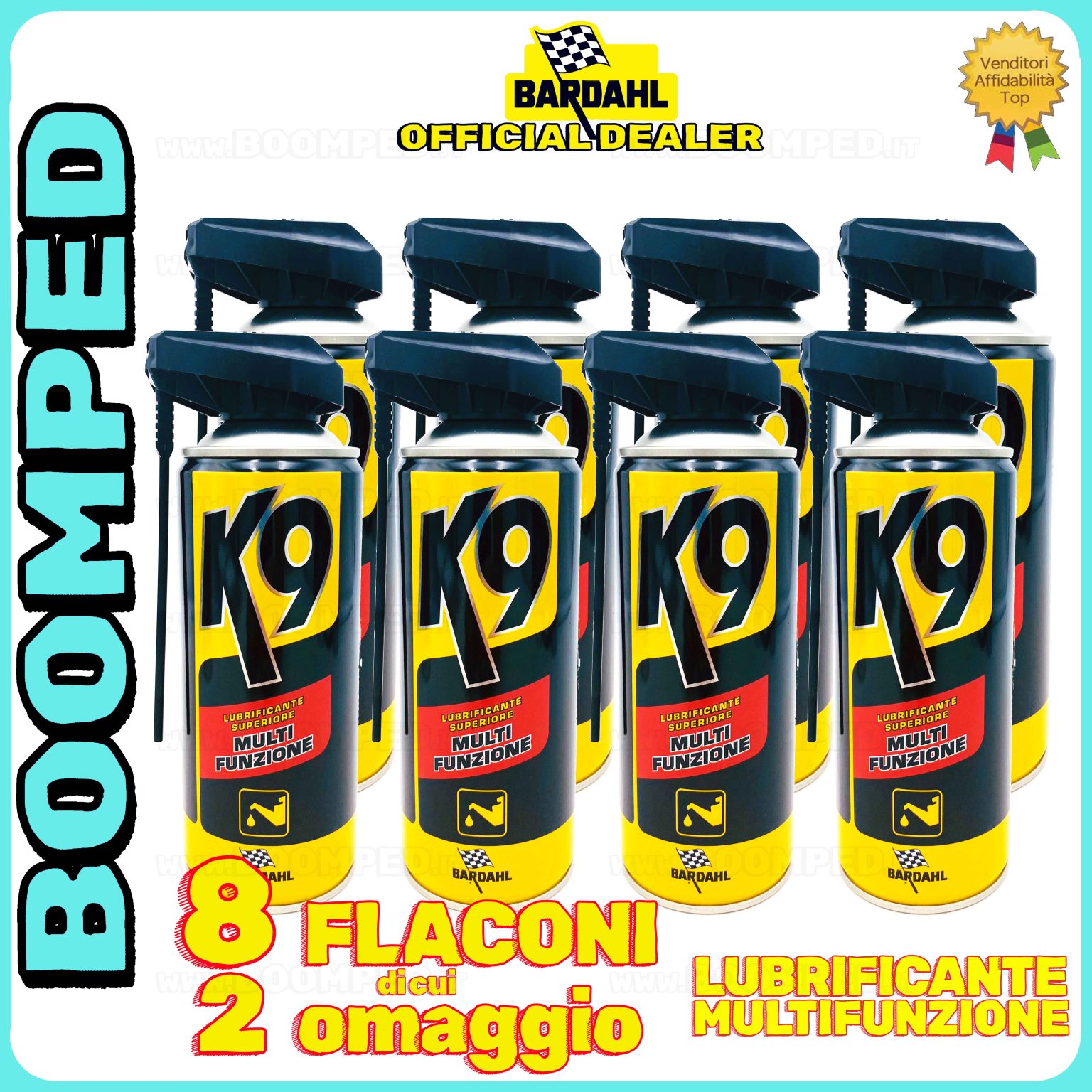 8 flaconi 400ml BARDAHL K9 LUBRIFICANTE SUPERIORE MULTIFUNZIONE spray multiuso anti ruggine 08BD23