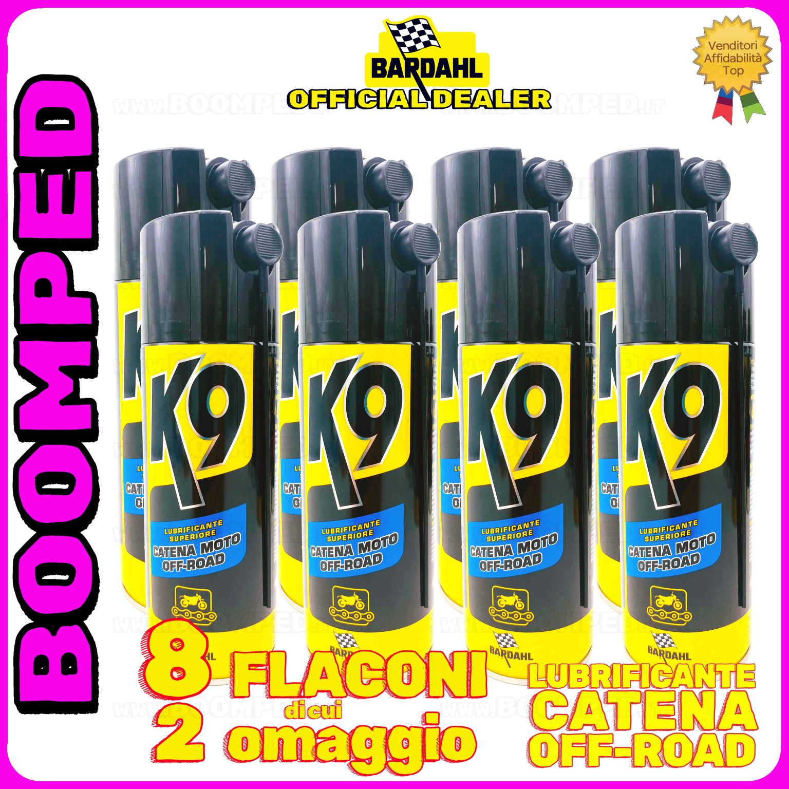 8 flaconi 400ml BARDAHL K9 LUBRIFICANTE SUPERIORE CATENA MOTO OFF ROAD spray per catena cross 08BD24