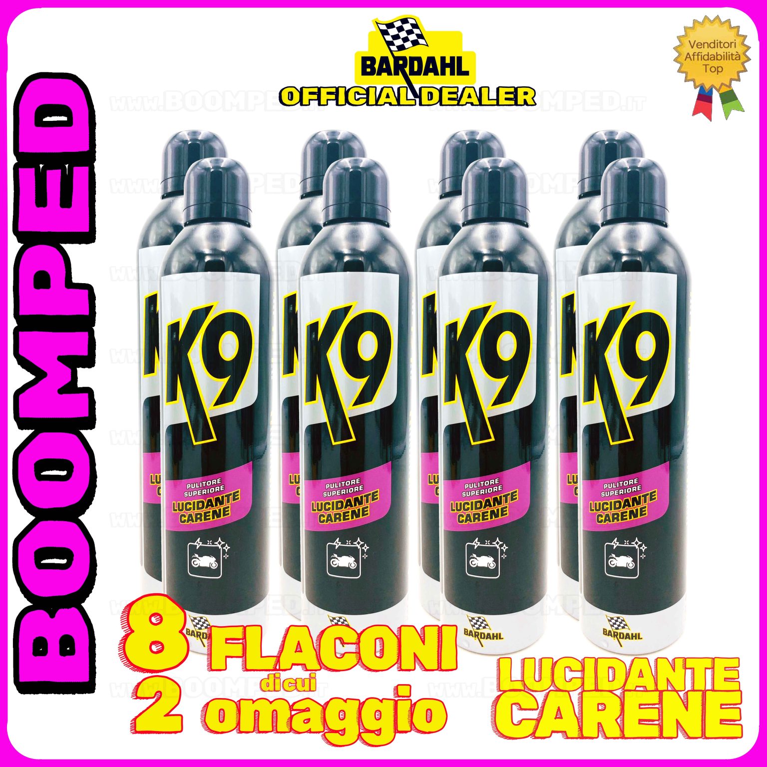 8 flaconi 400ml BARDAHL K9 PULITORE SUPERIORE LUCIDANTE CARENE spray lucida carene 08BD27
