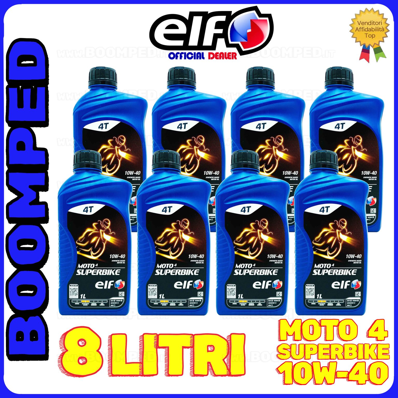 8 litri ELF MOTO 4 SUPERBIKE 10W40 olio moto scooter 4T semi sintetico 08ET01