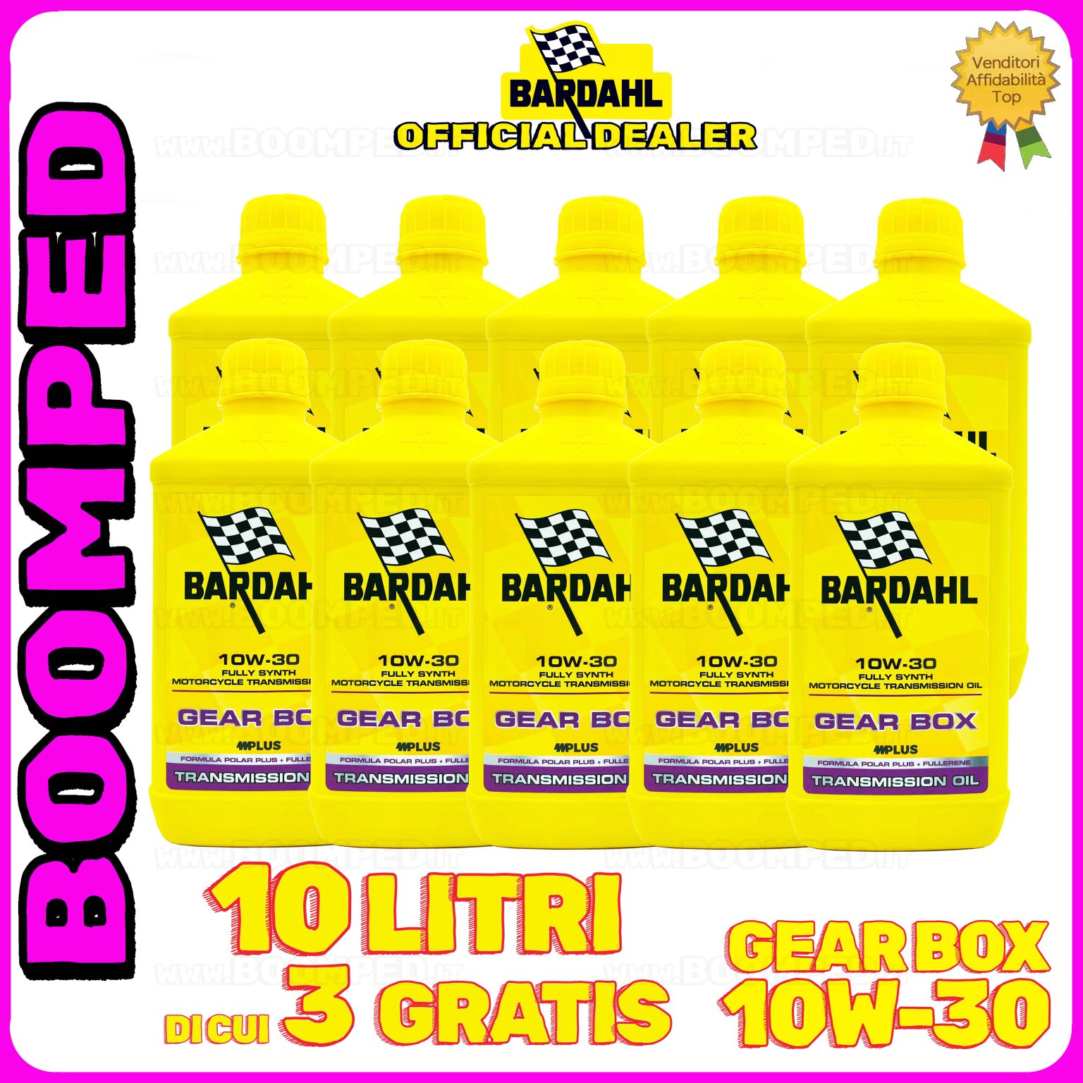 10 litro BARDAHL GEAR BOX 10W-30 OLIO TRASMISSIONE moto 2T 4T frizione bagno olio 100% sintetico 10BD13