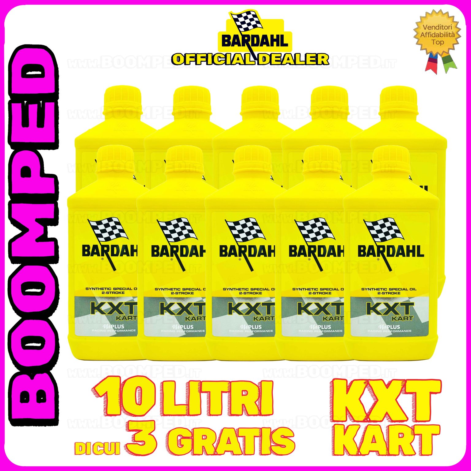 10 litri BARDAHL KXT KART 2T OLIO MOTORE SPECIALE per miscela go kart 2T 100% sintetico 10BD14