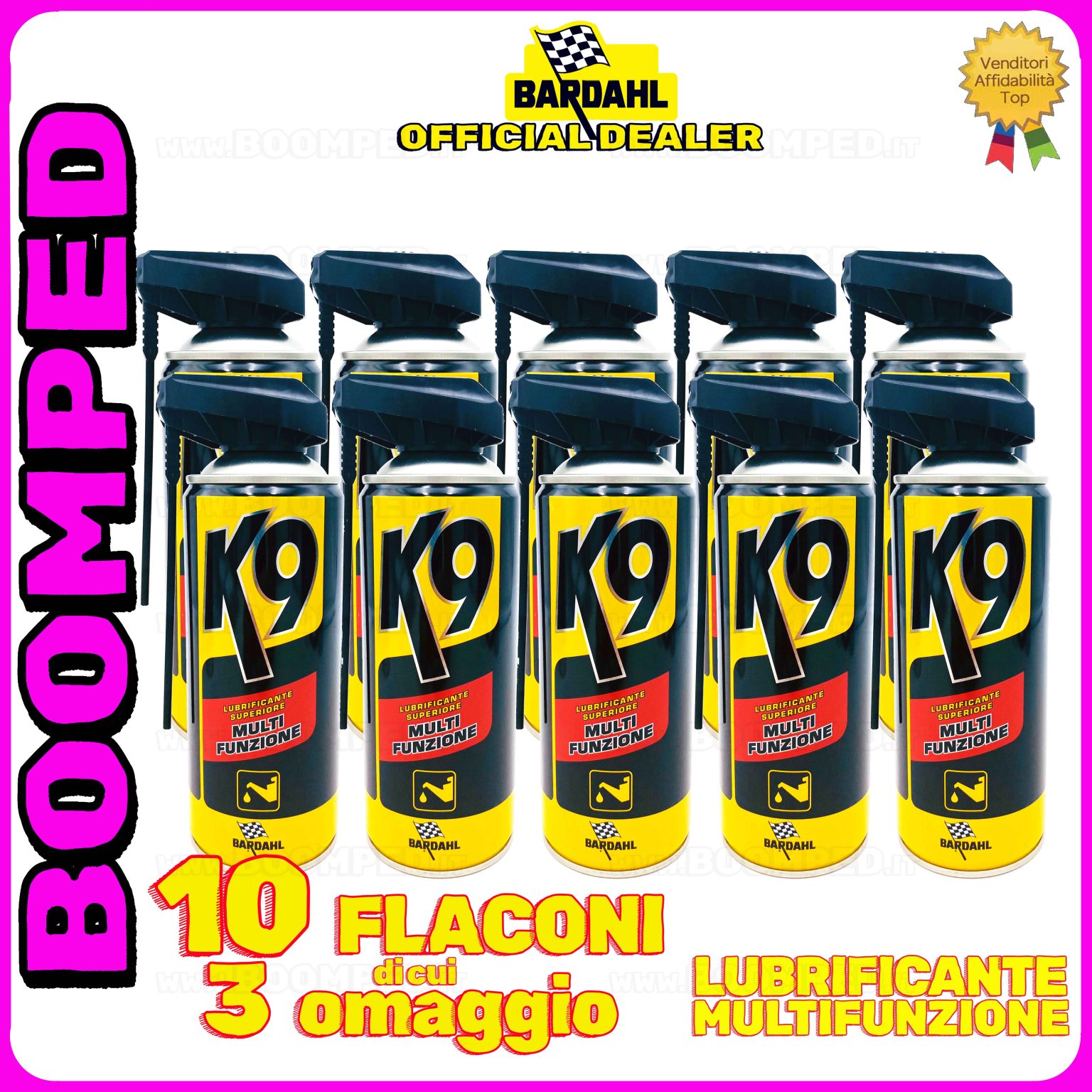 10 flaconi 400ml BARDAHL K9 LUBRIFICANTE SUPERIORE MULTIFUNZIONE spray multiuso anti ruggine 10BD23