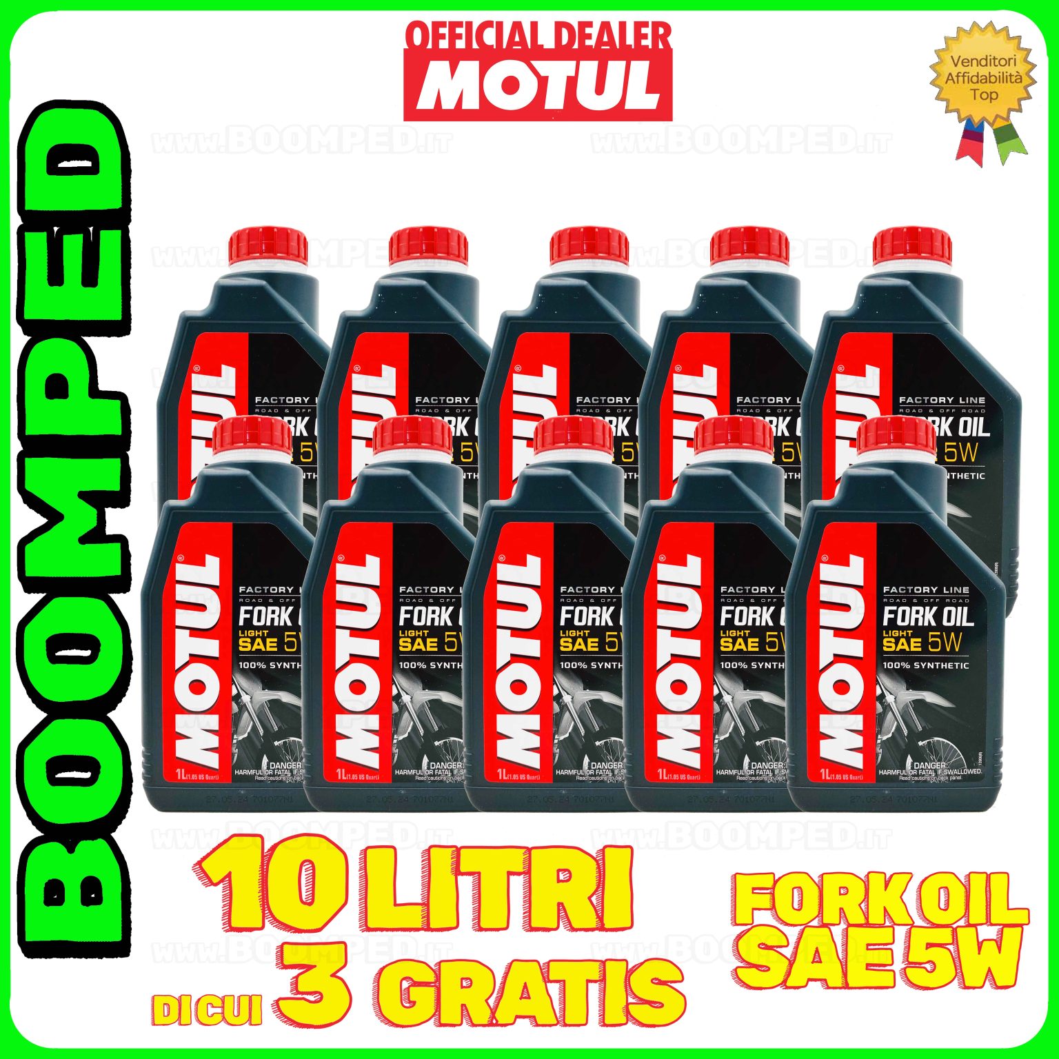10 litri MOTUL FORK OIL SAE 5W LIGHT olio forcelle moto speciale durezza bassa 10MO25