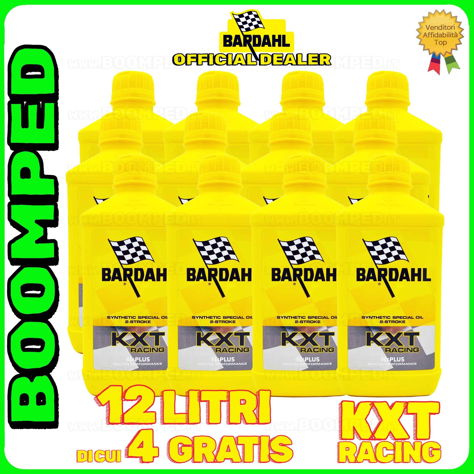 12 litri BARDAHL KXT RACING 2T OLIO MOTORE SPECIALE per miscela moto uso pista 2T 100% sintetico 12BD15