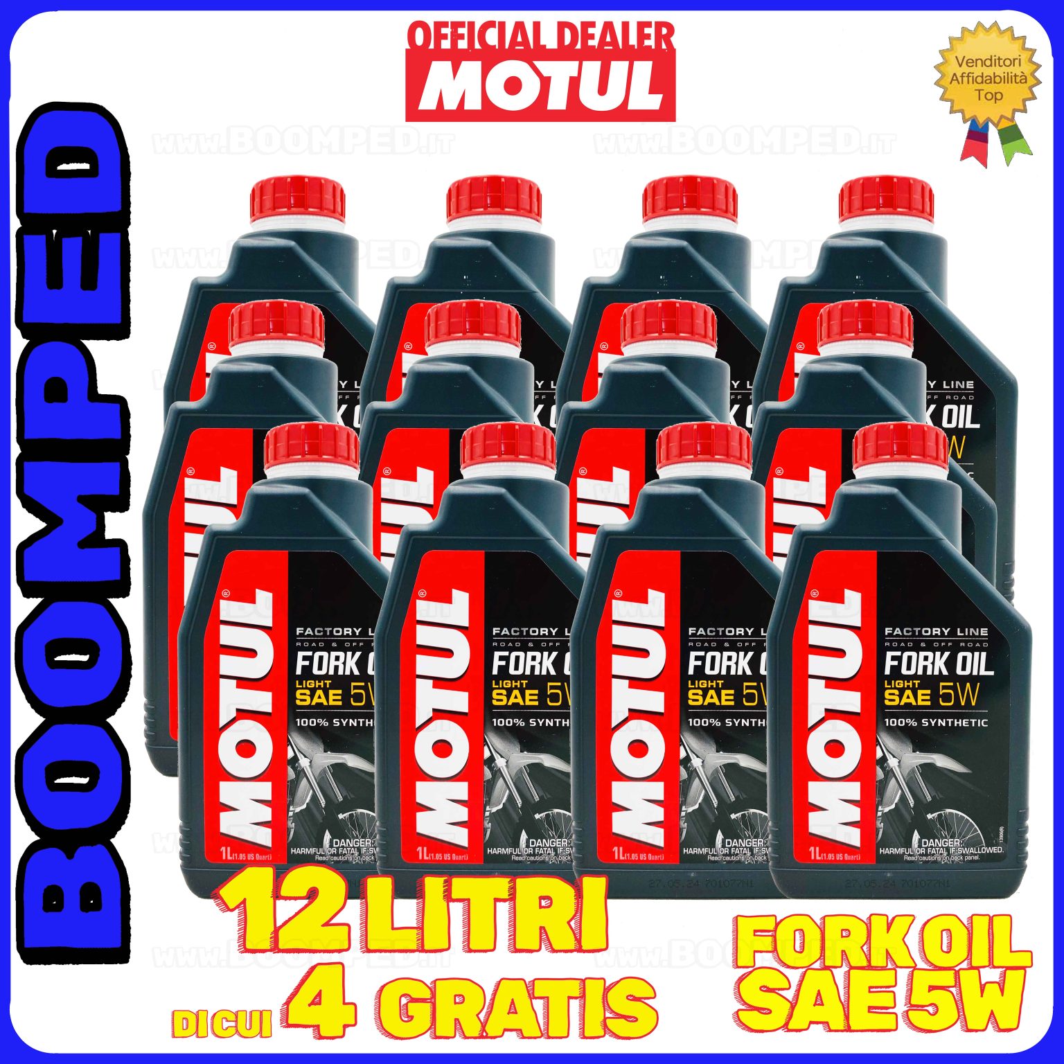 12 litri MOTUL FORK OIL SAE 5W LIGHT olio forcelle moto speciale durezza bassa 12MO25
