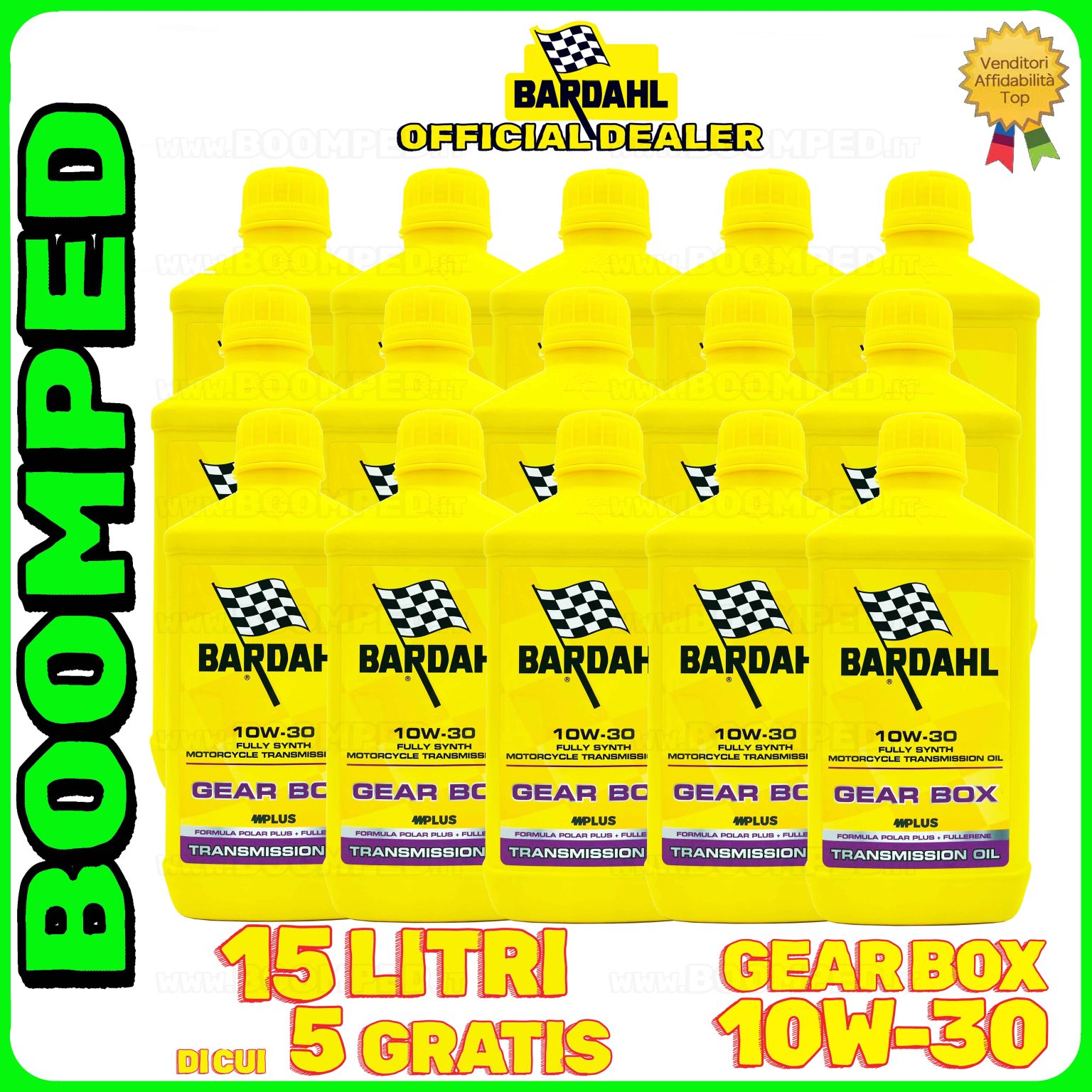 15 litro BARDAHL GEAR BOX 10W-30 OLIO TRASMISSIONE moto 2T 4T frizione bagno olio 100% sintetico 15BD13