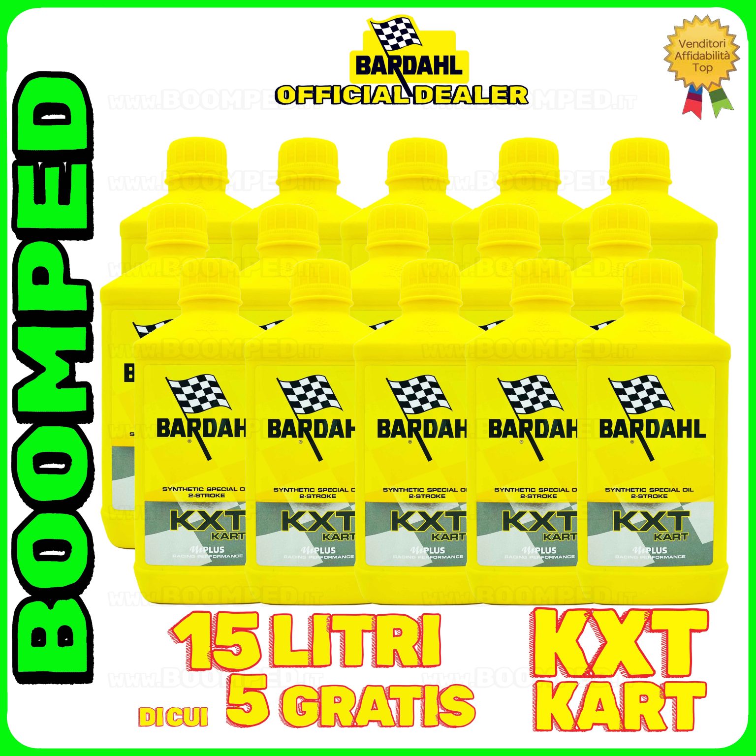 15 litri BARDAHL KXT KART 2T OLIO MOTORE SPECIALE per miscela go kart 2T 100% sintetico 15BD14
