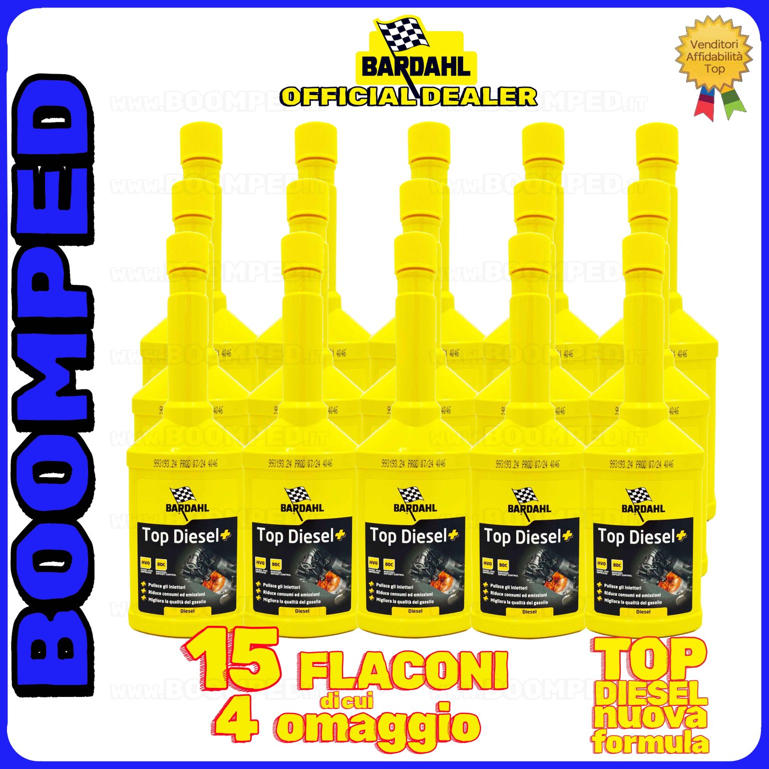 15 flaconi 250ml BARDAHL TOP DIESEL + ADDITIVO pulitore iniettori riduce consumi motori diesel auto 15BD19